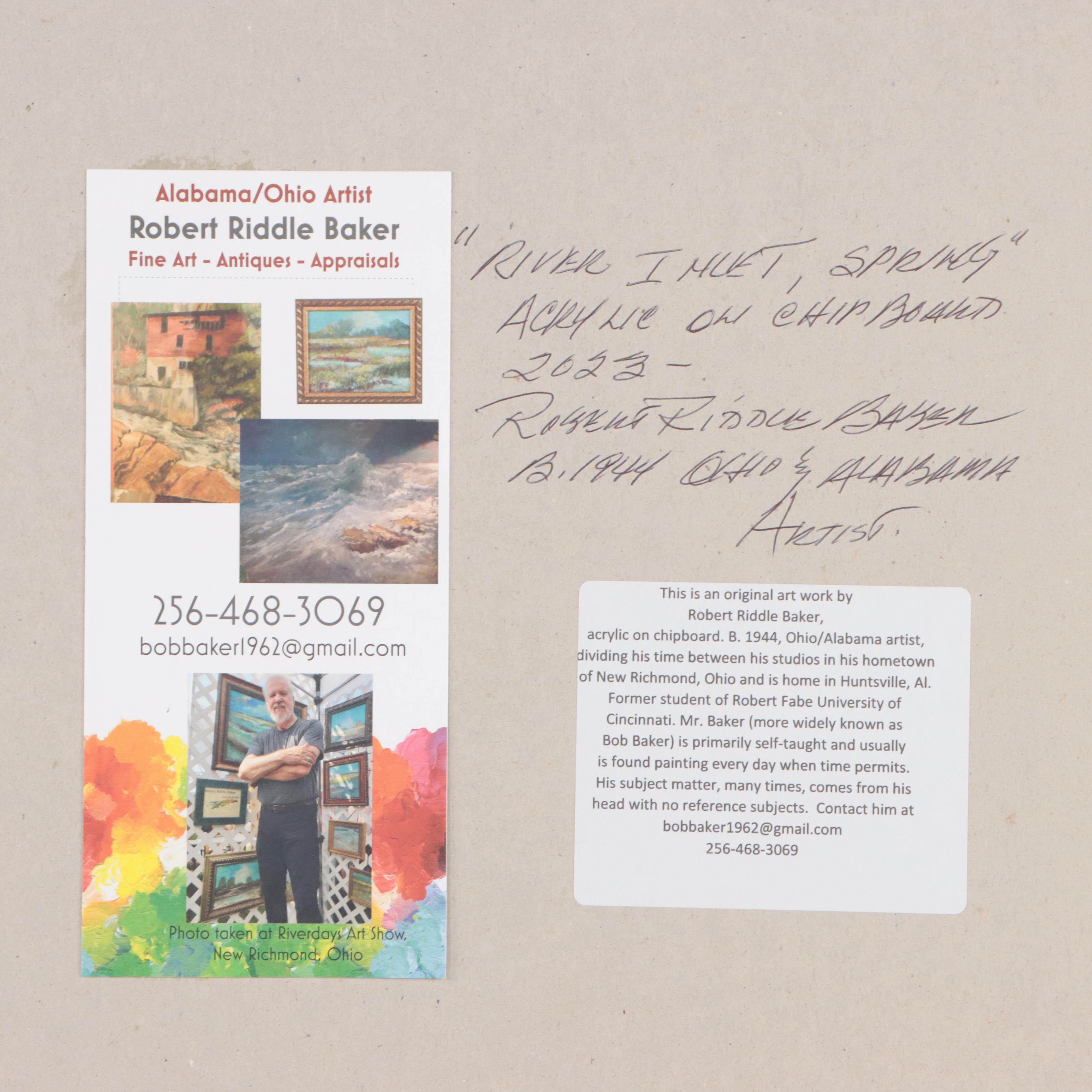 Robert Riddle Baker Landscape Acrylic Painting "River Inlet, Spring," 2023
