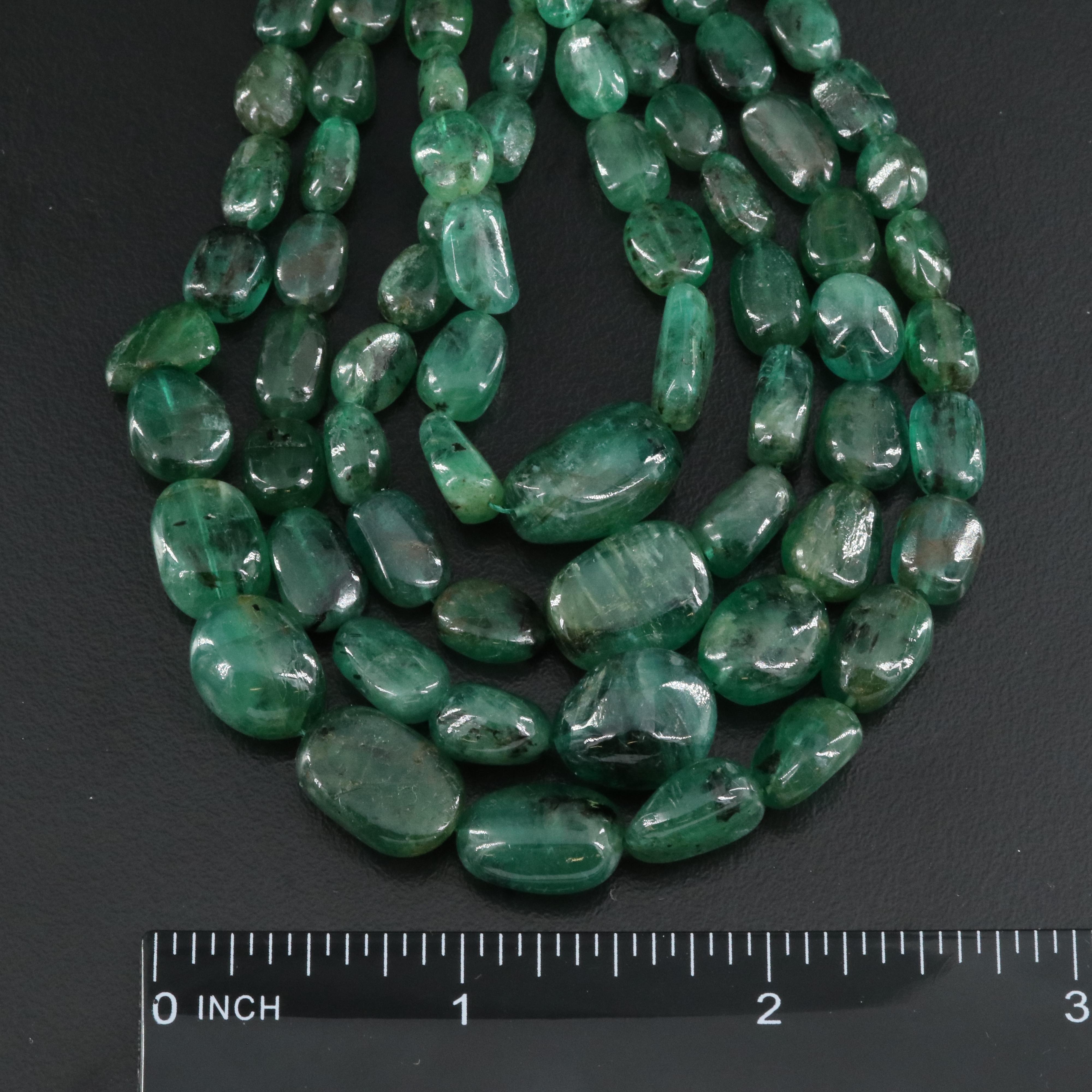 450.00 CTW Graduated Four-Strand Emerald Necklace