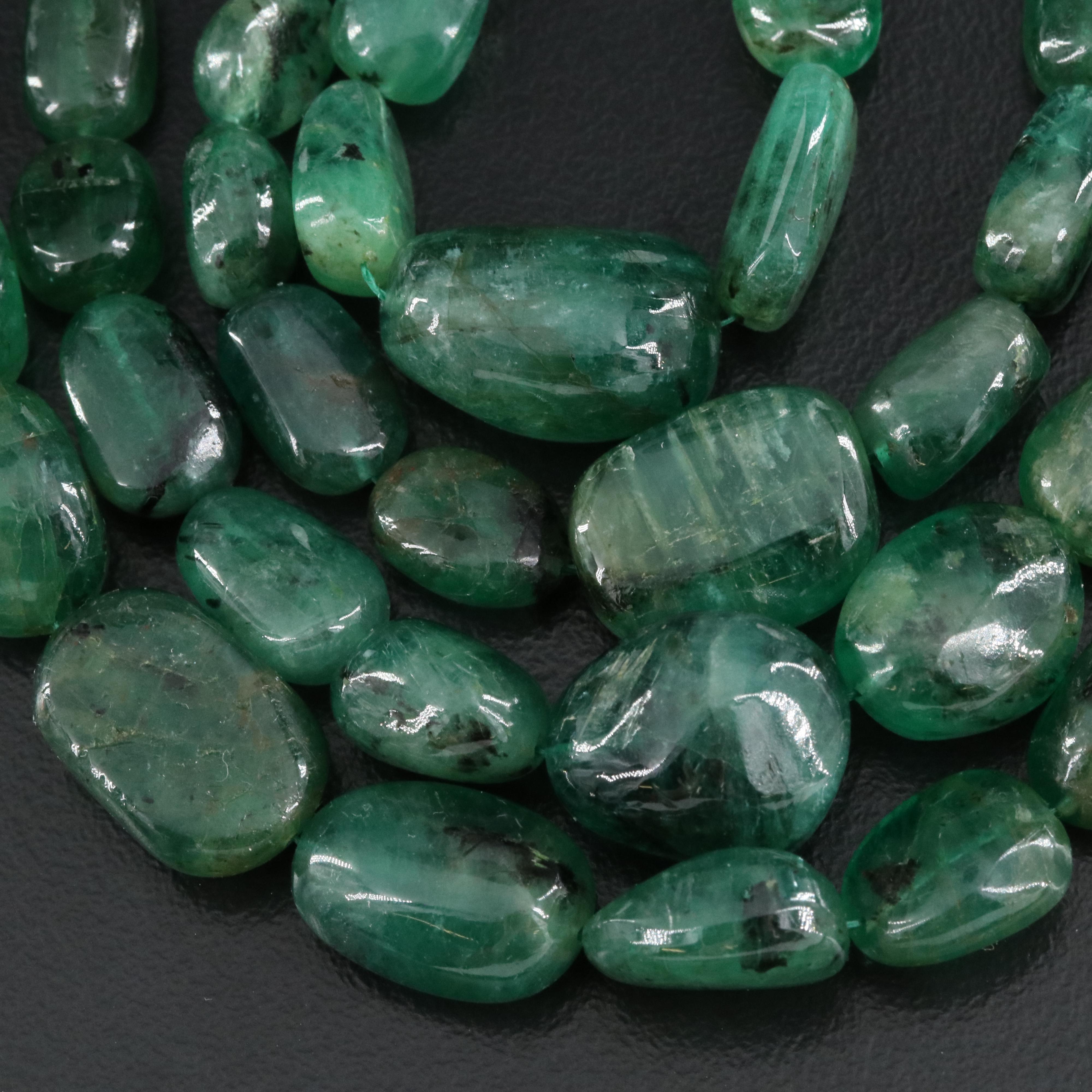 450.00 CTW Graduated Four-Strand Emerald Necklace