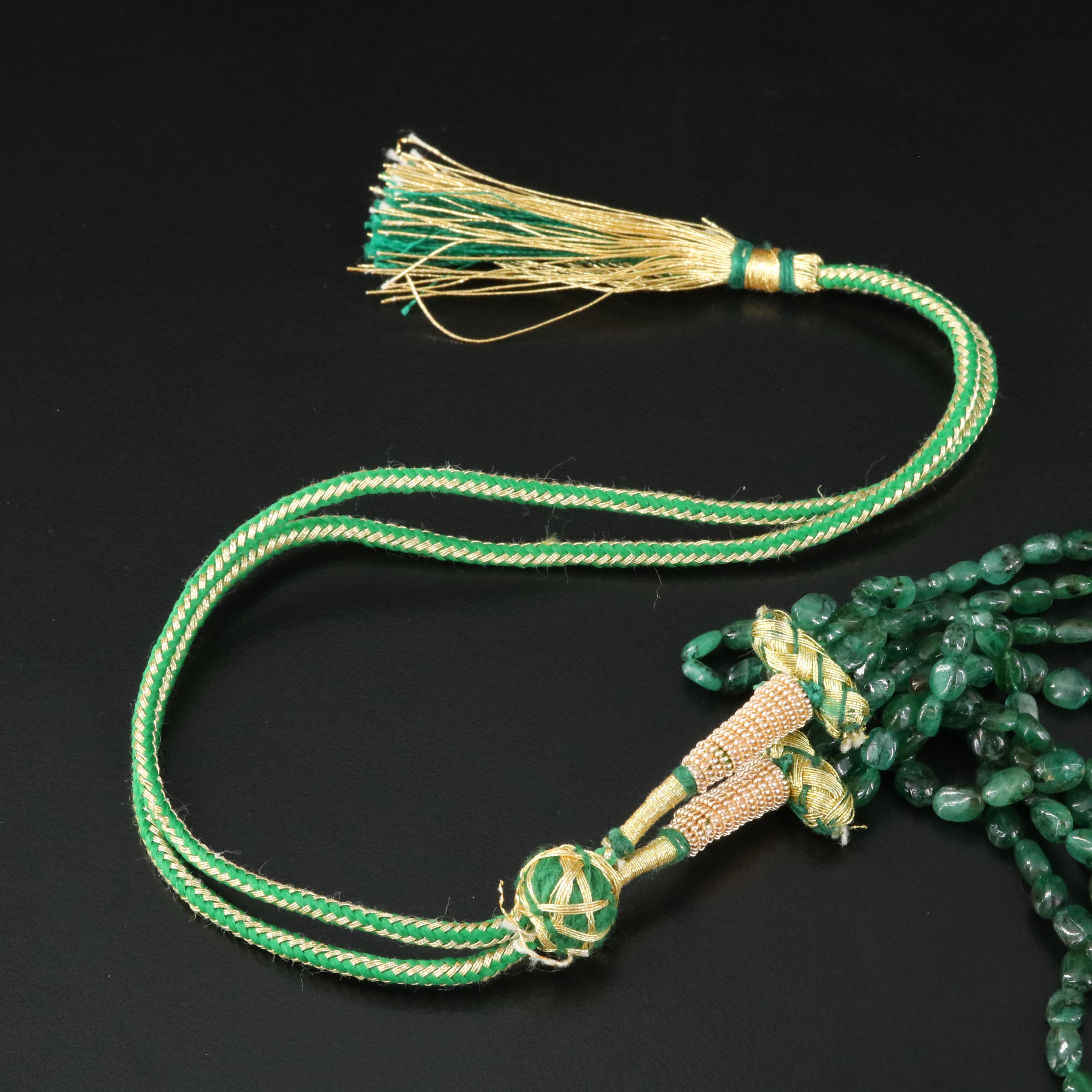 450.00 CTW Graduated Four-Strand Emerald Necklace