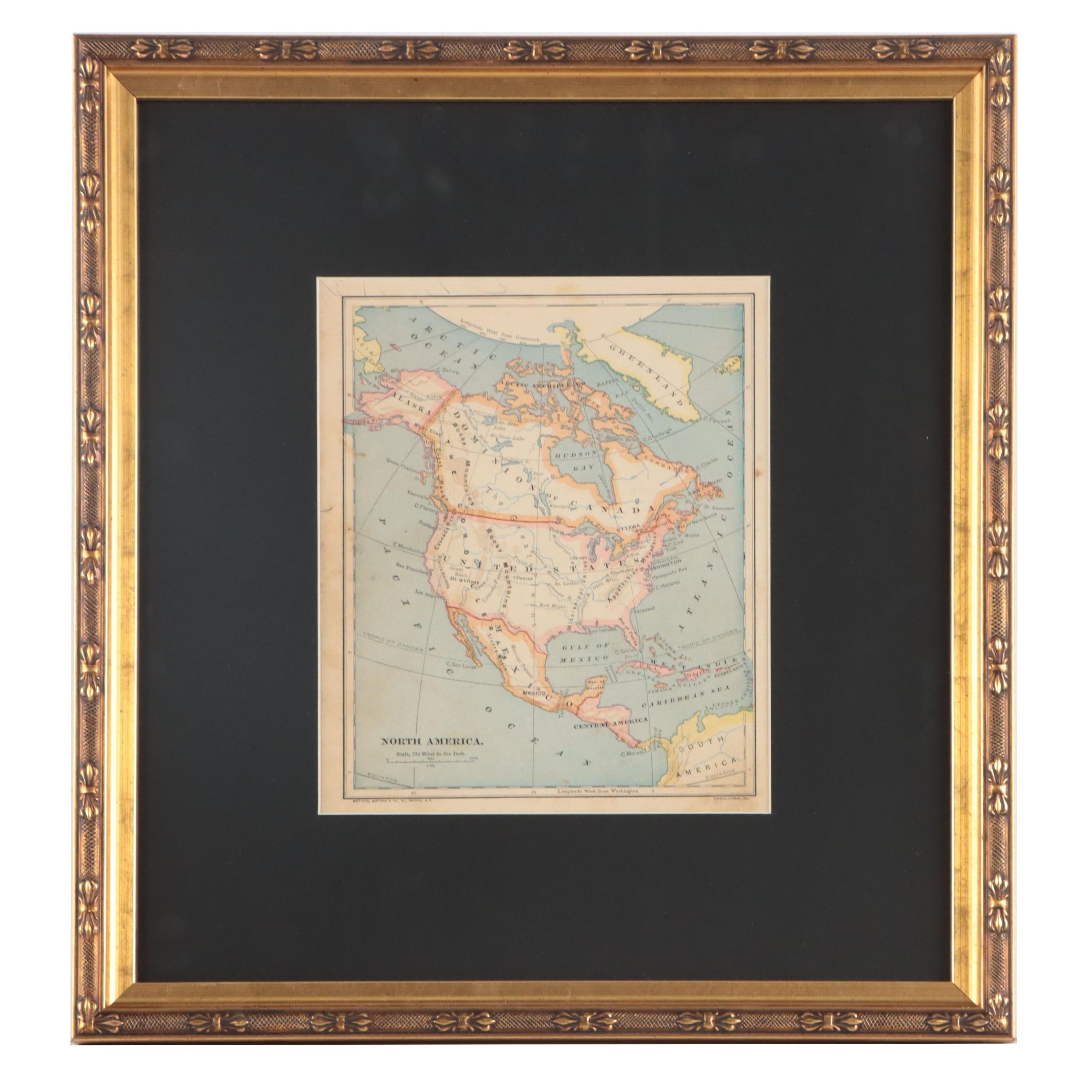 Matthews, Northrup & Co. Wax Engraving Map "North America"