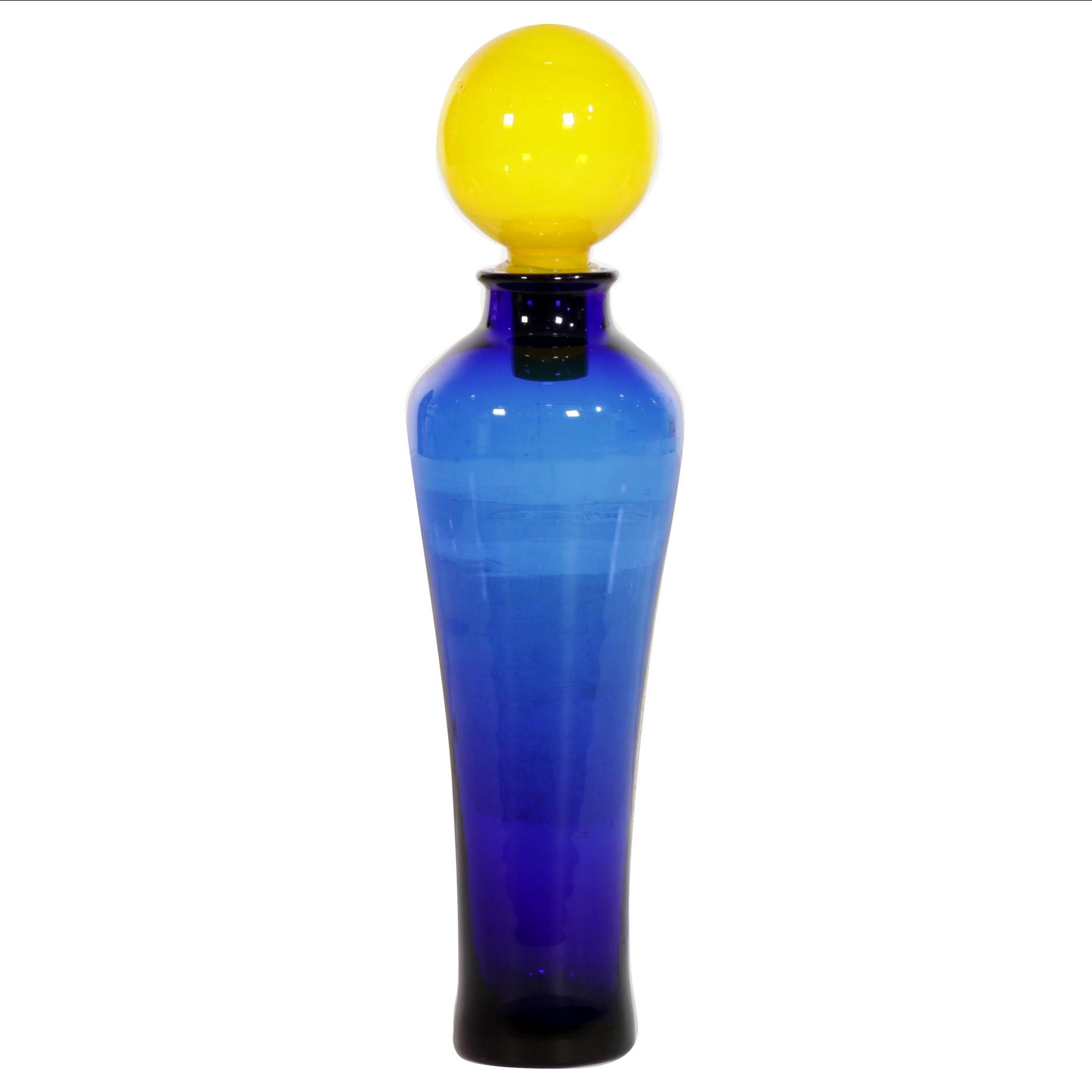 Blenko Blown Glass Floor Decanter with Ball Stopper