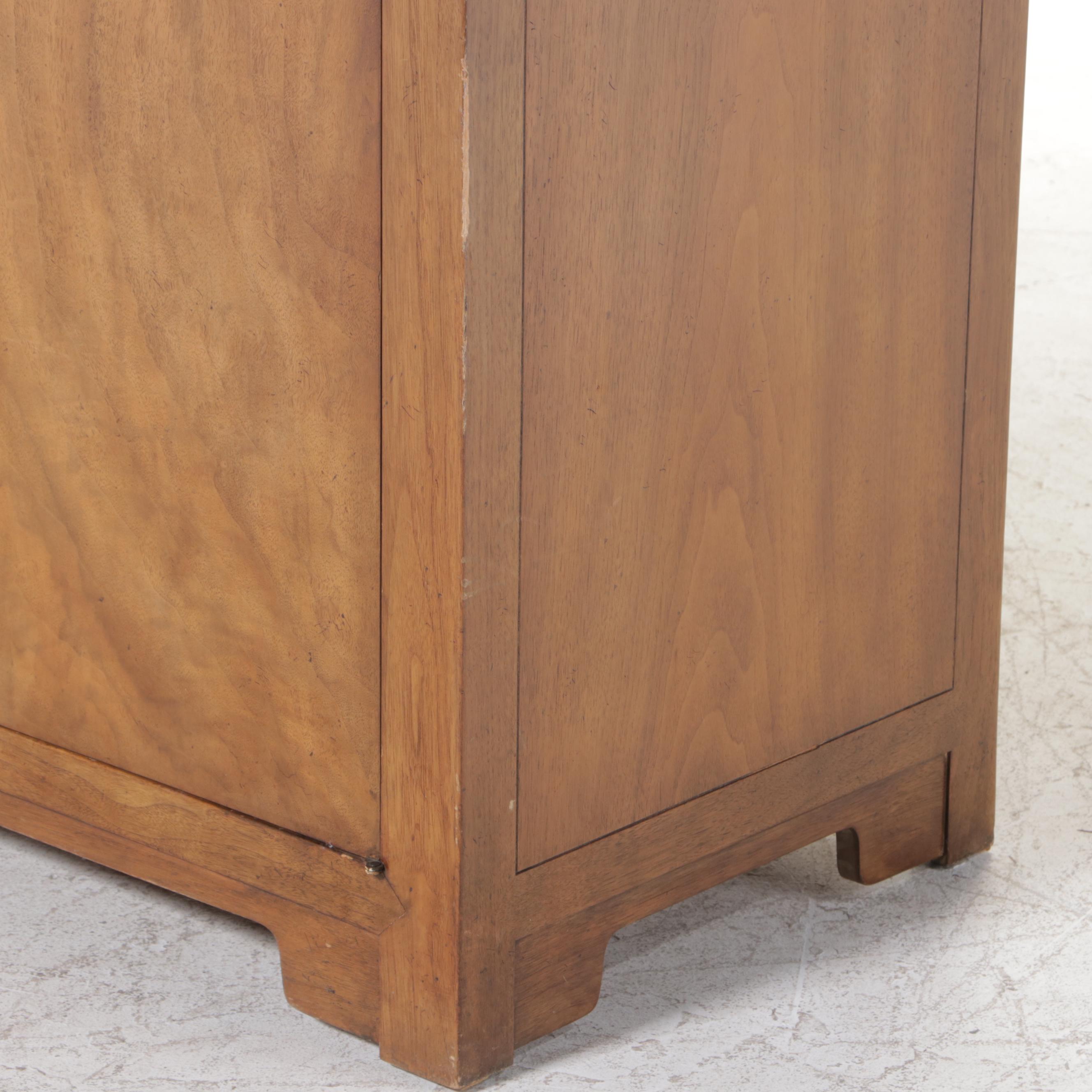 Baker Furniture Chinese Style Oak and Ash Double Cabinet Credenza