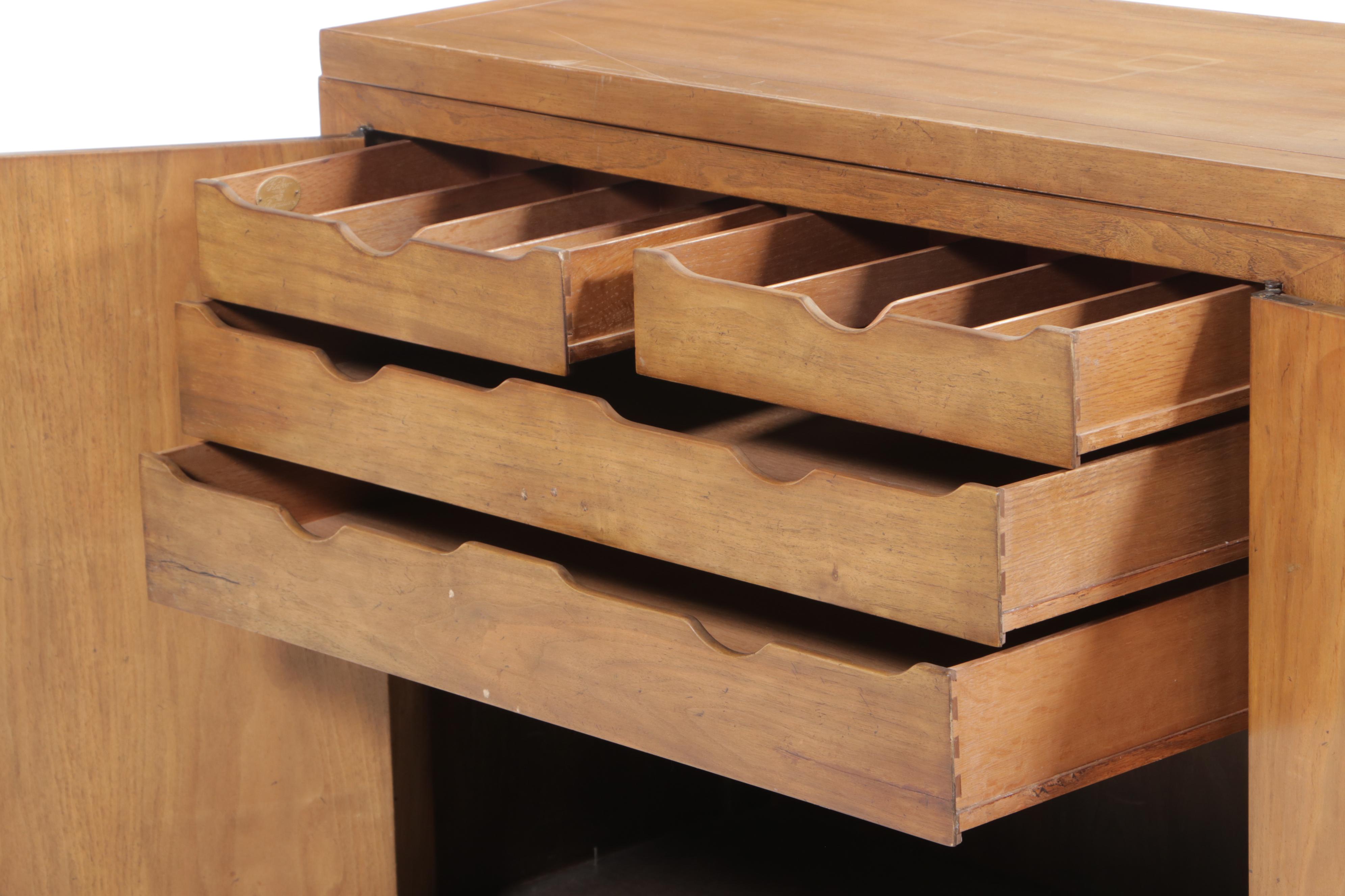 Baker Furniture Chinese Style Oak and Ash Double Cabinet Credenza