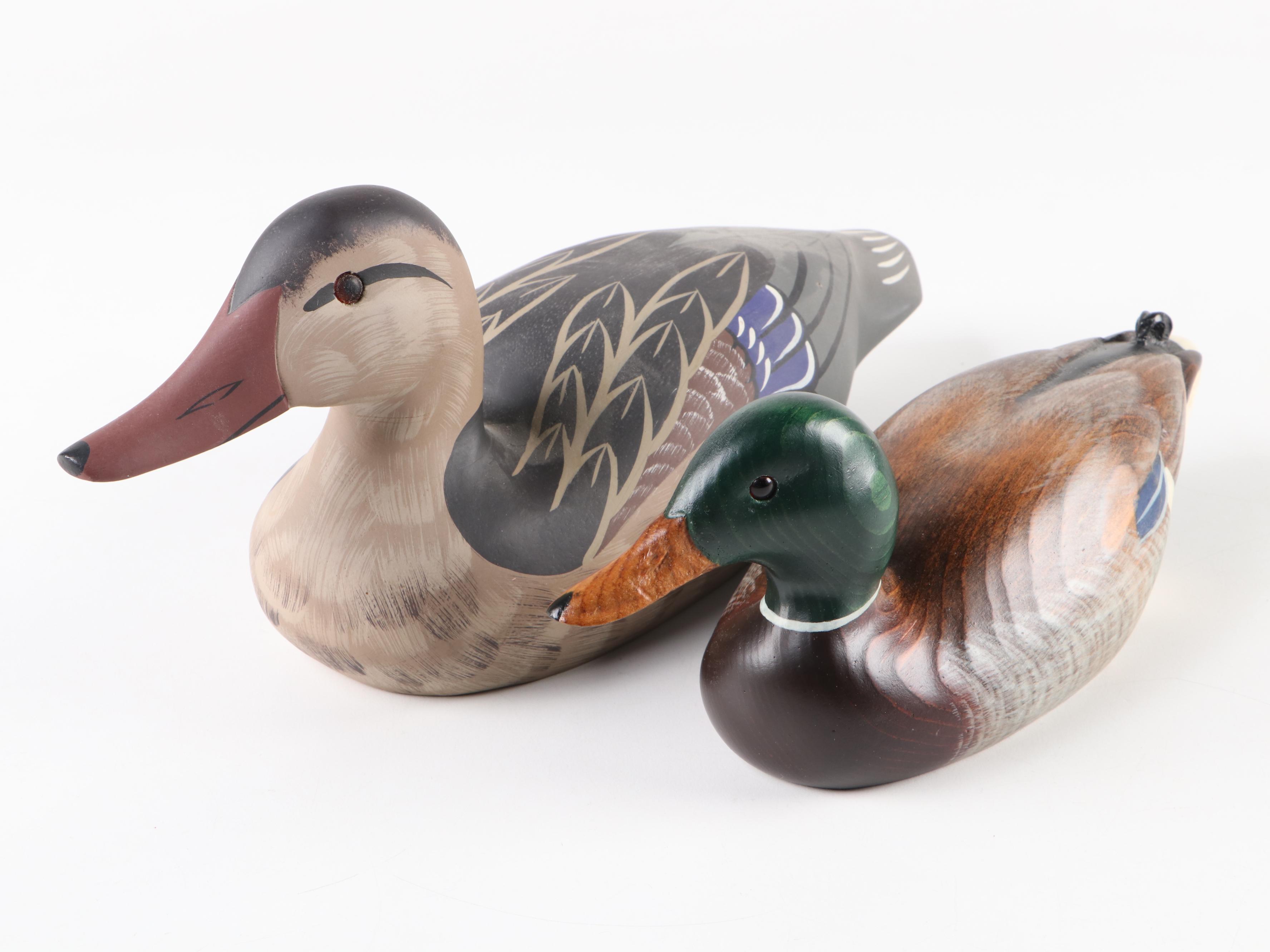 J. Weaver Mallard Hen and Other Decorative Wooden Duck Decoys