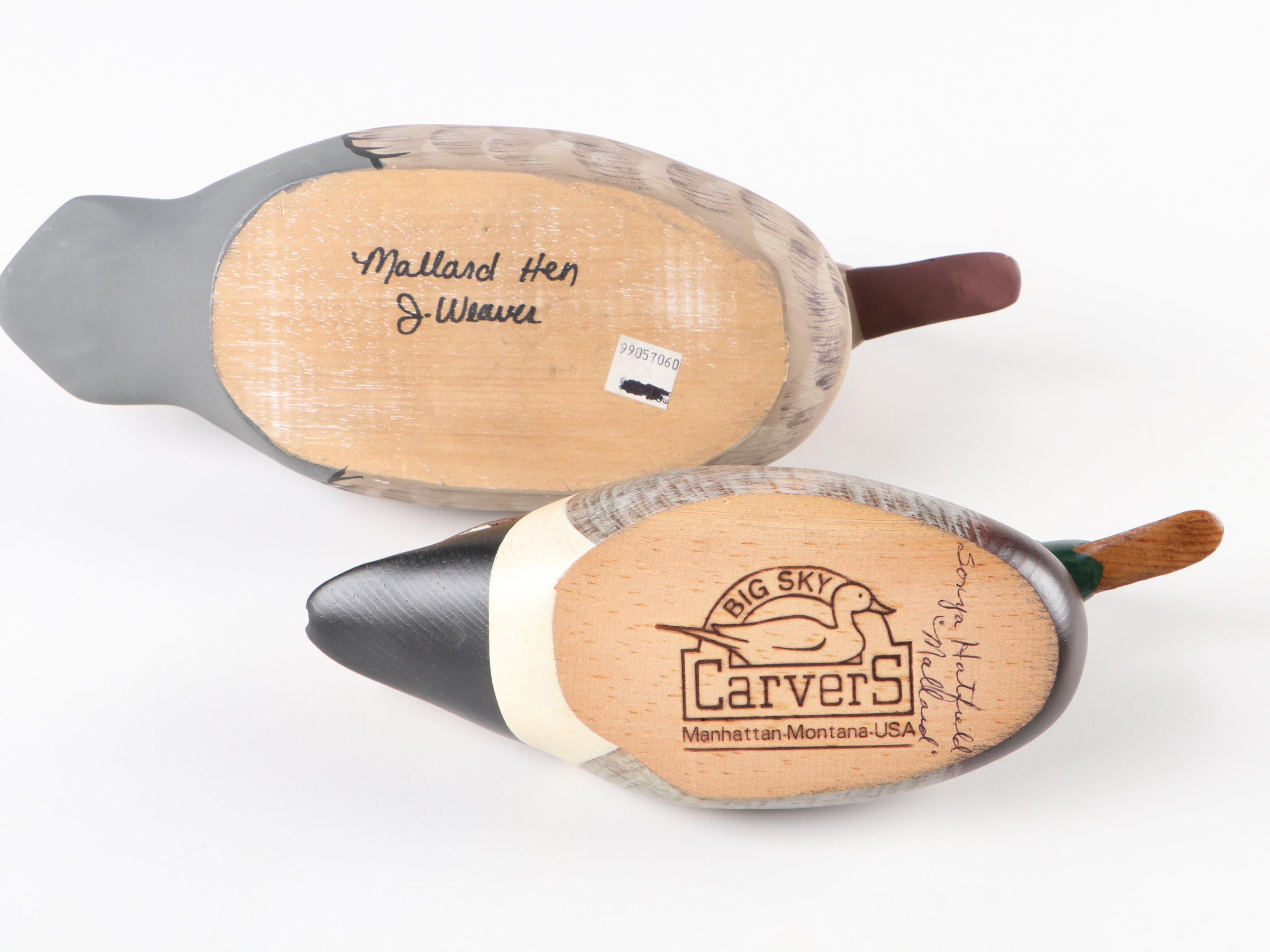 J. Weaver Mallard Hen and Other Decorative Wooden Duck Decoys