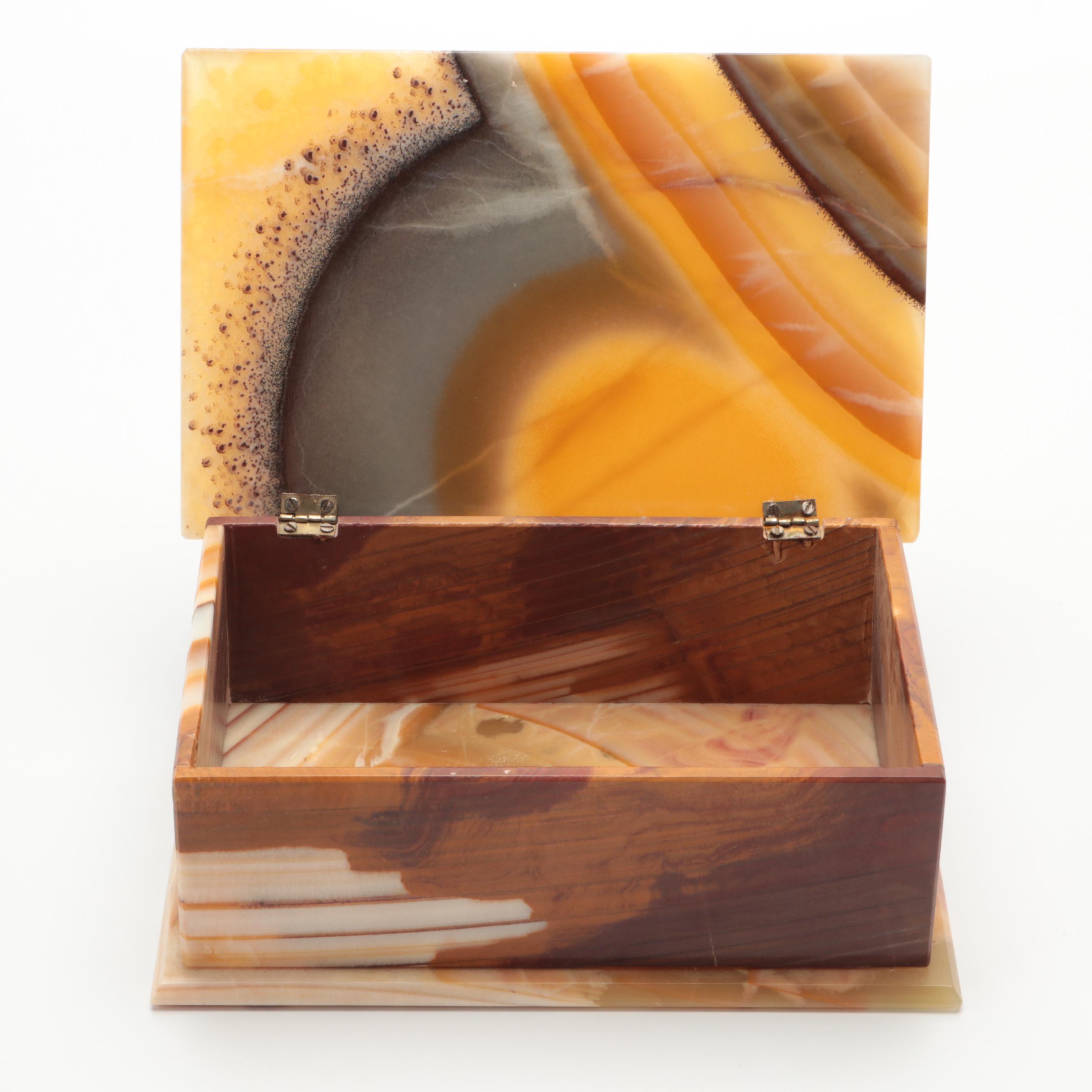 Sardonyx and Banded Agate Slab Trinket Box