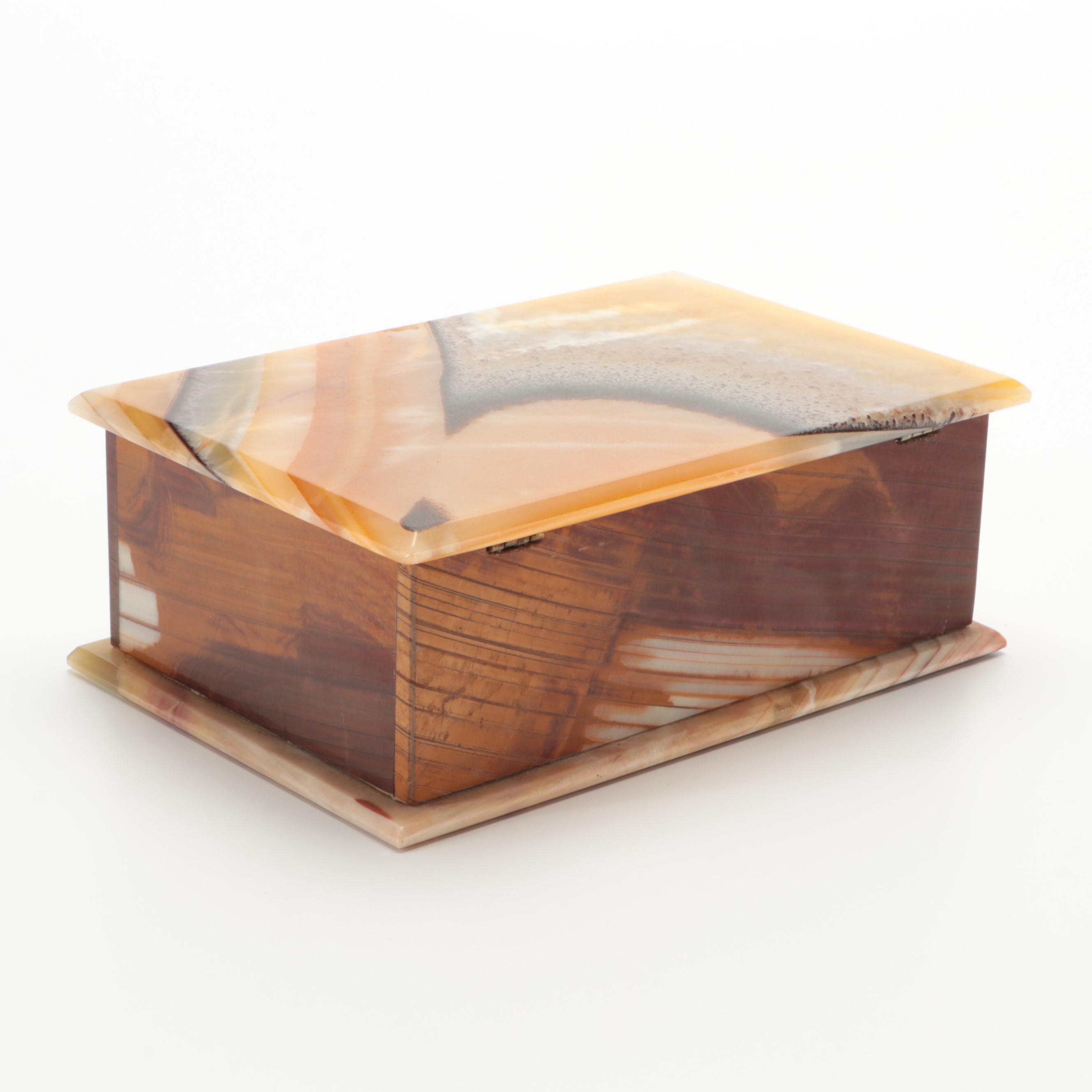 Sardonyx and Banded Agate Slab Trinket Box