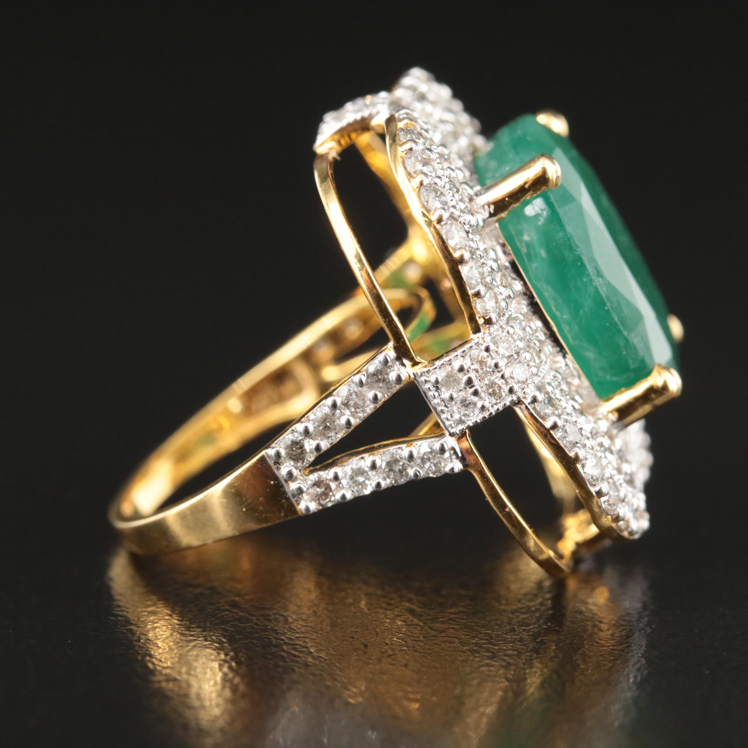 14K 11.00 CT Emerald and 2.01 CTW Diamond Ring