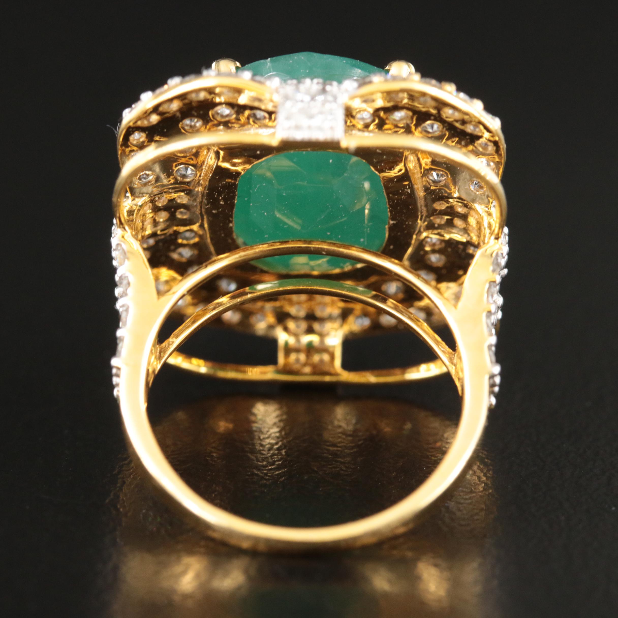 14K 11.00 CT Emerald and 2.01 CTW Diamond Ring
