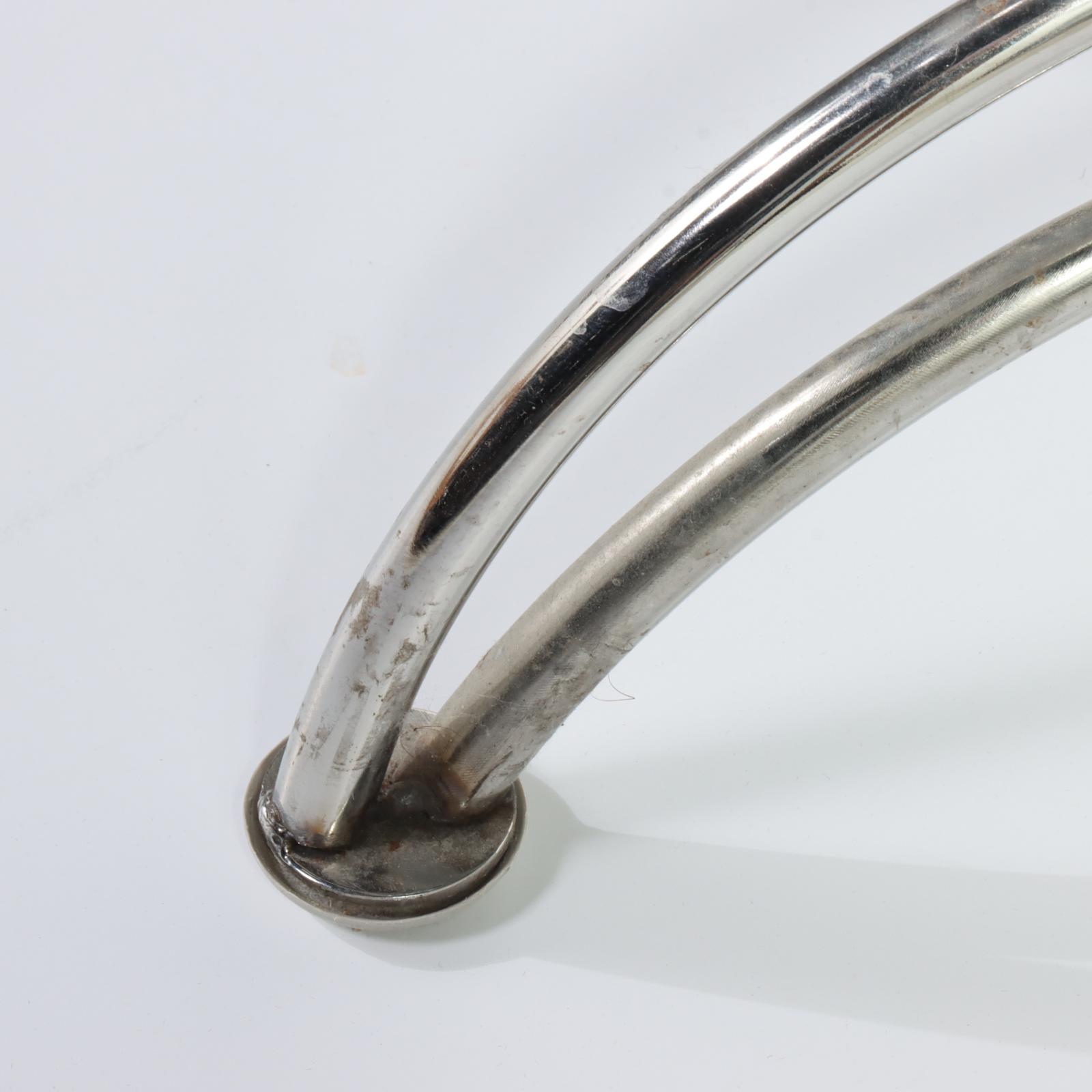 Modernist Style Chrome and Cowhide Stool