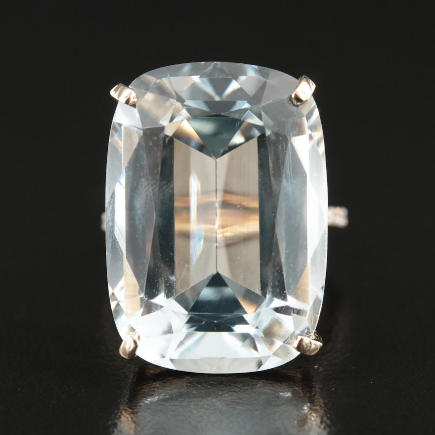14K 33.02 CT Aquamarine and Diamond Ring
