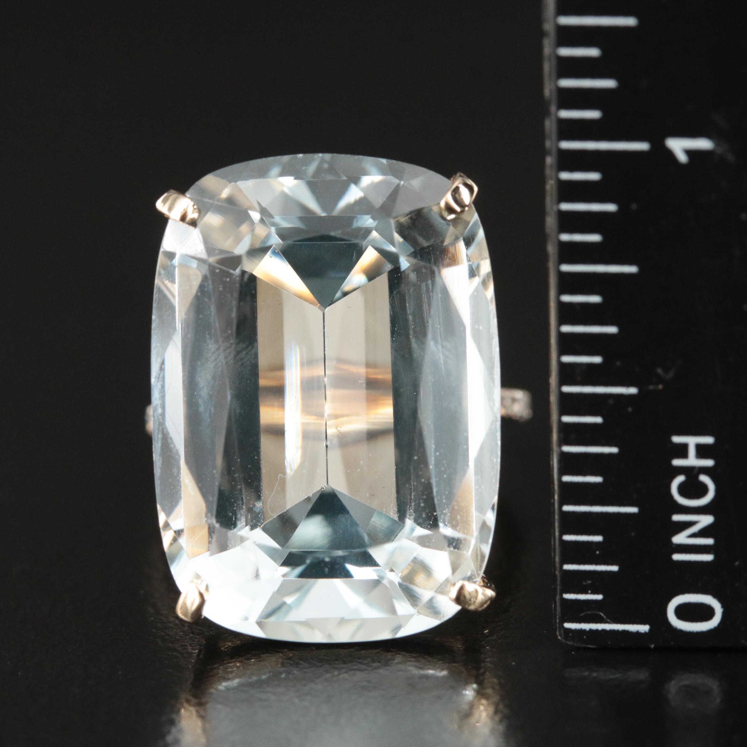 14K 33.02 CT Aquamarine and Diamond Ring