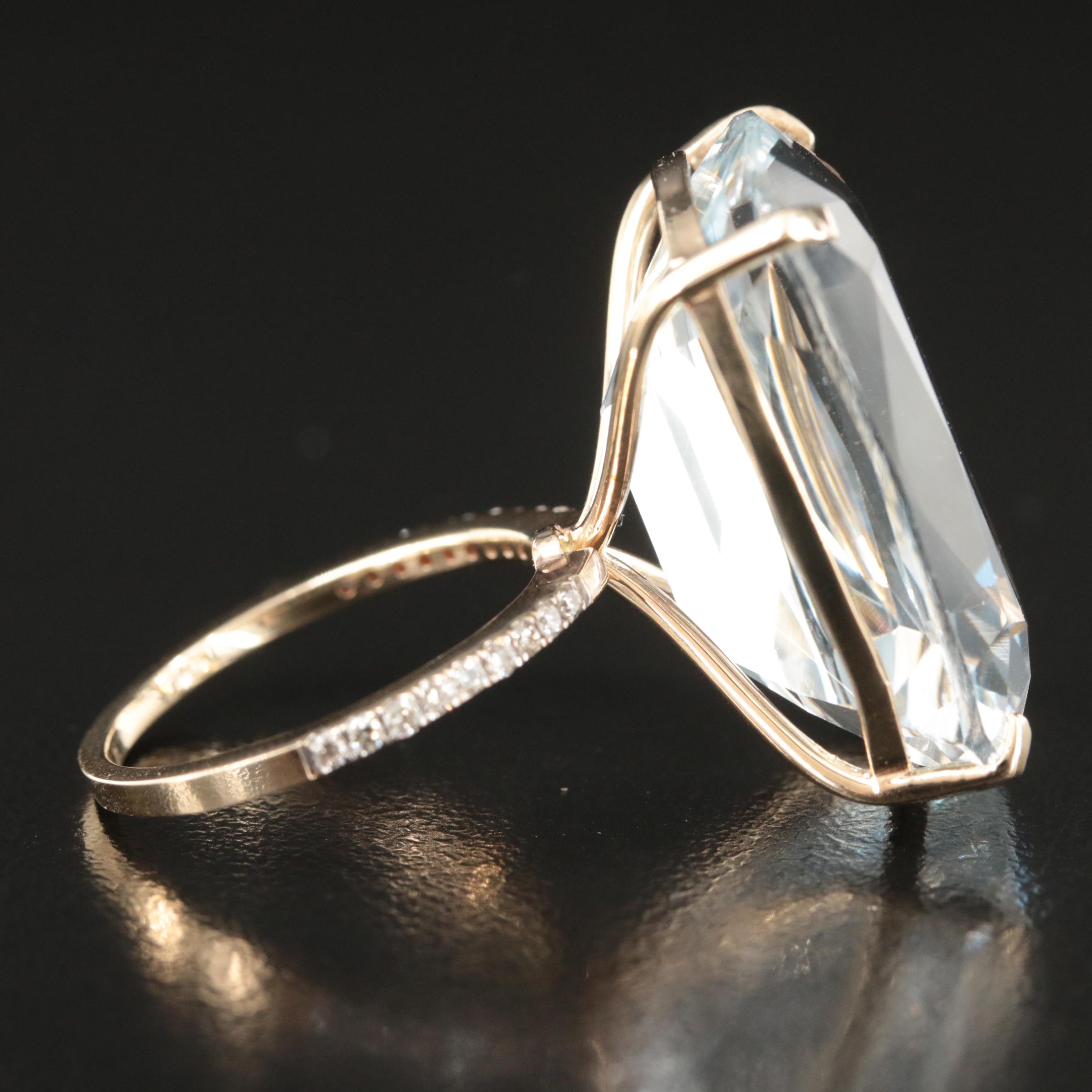 14K 33.02 CT Aquamarine and Diamond Ring