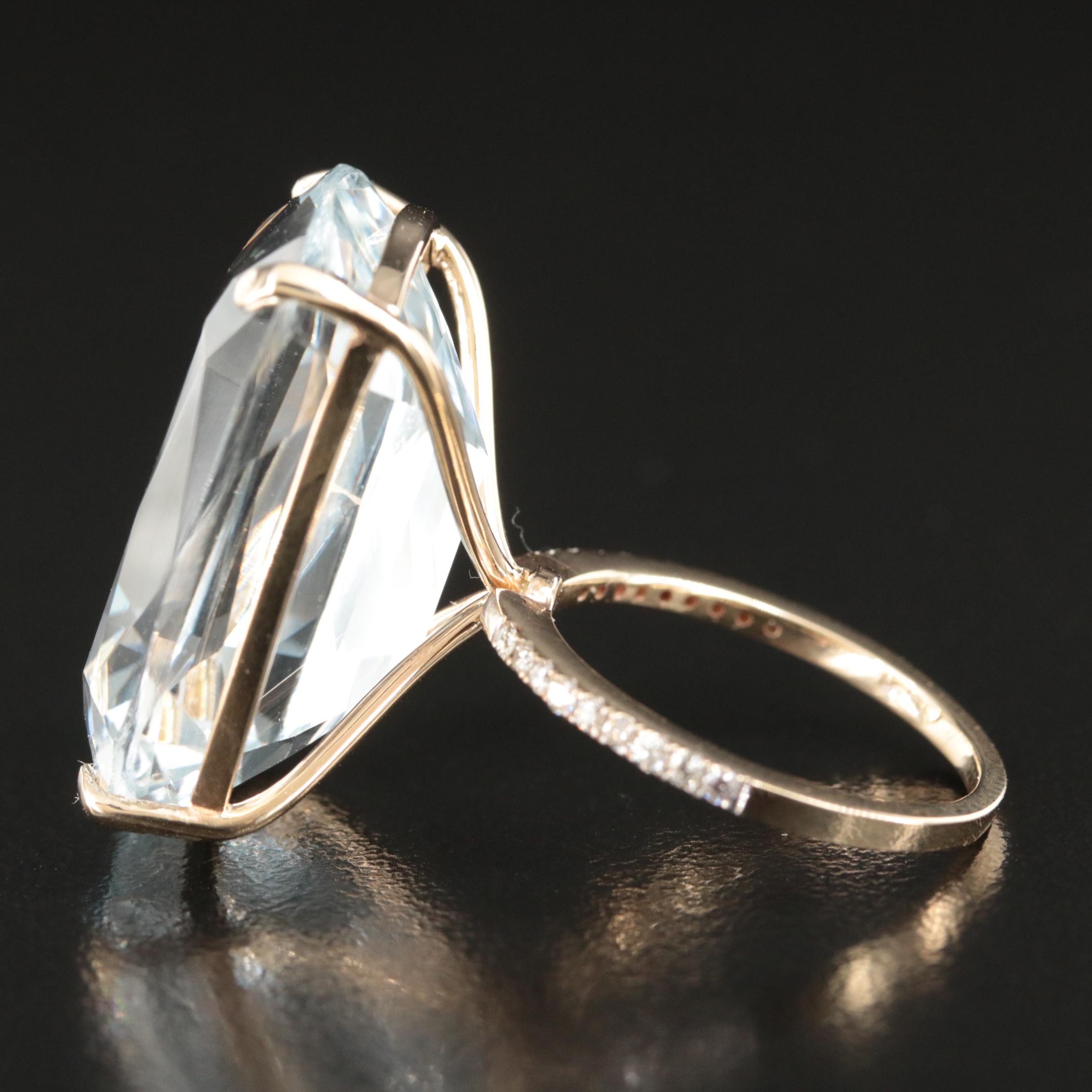 14K 33.02 CT Aquamarine and Diamond Ring