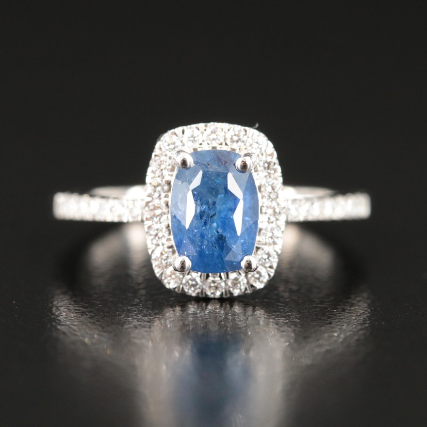 18K 1.65 CT Sapphire and Diamond Ring