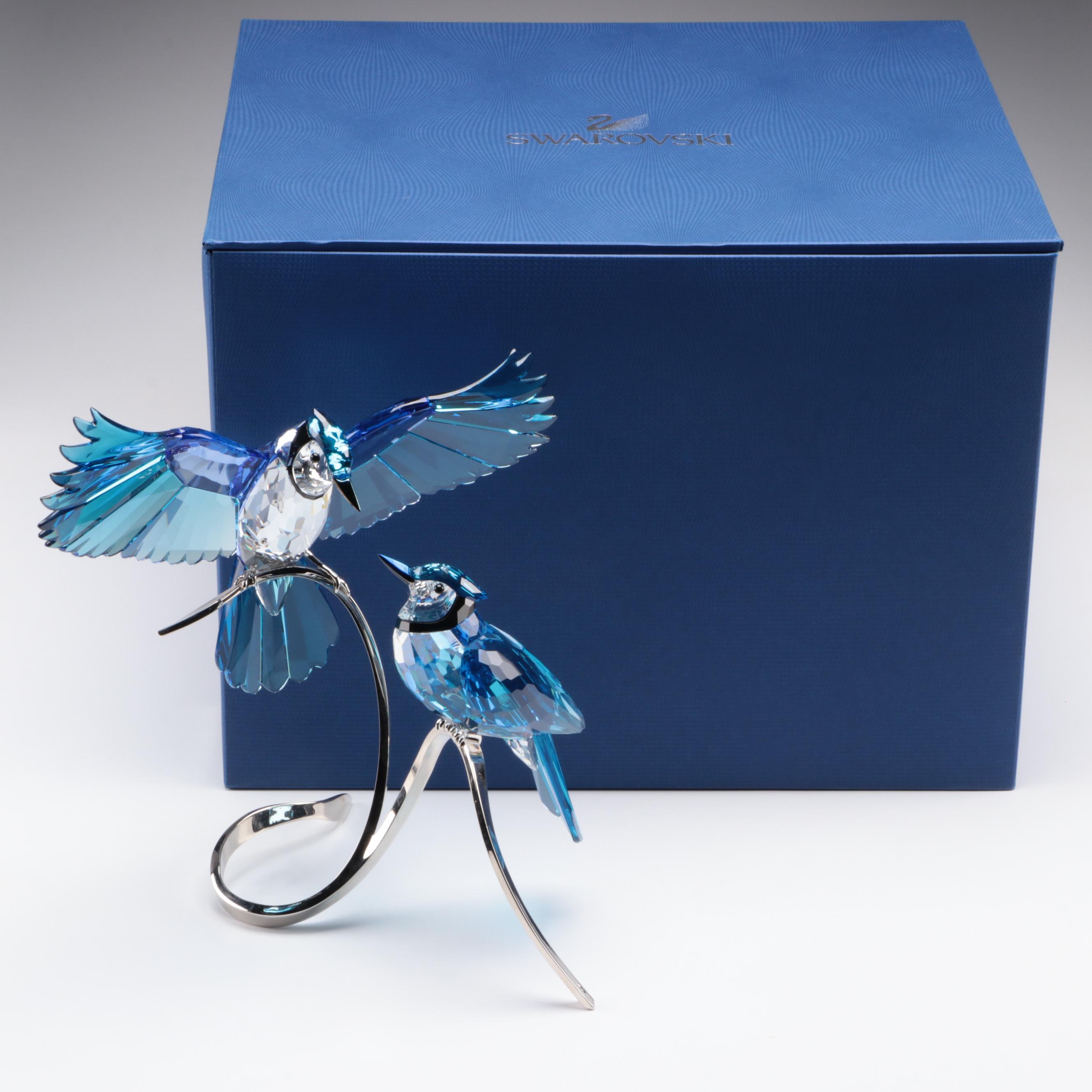 Swarovski Crystal "Blue Jays" Figurines