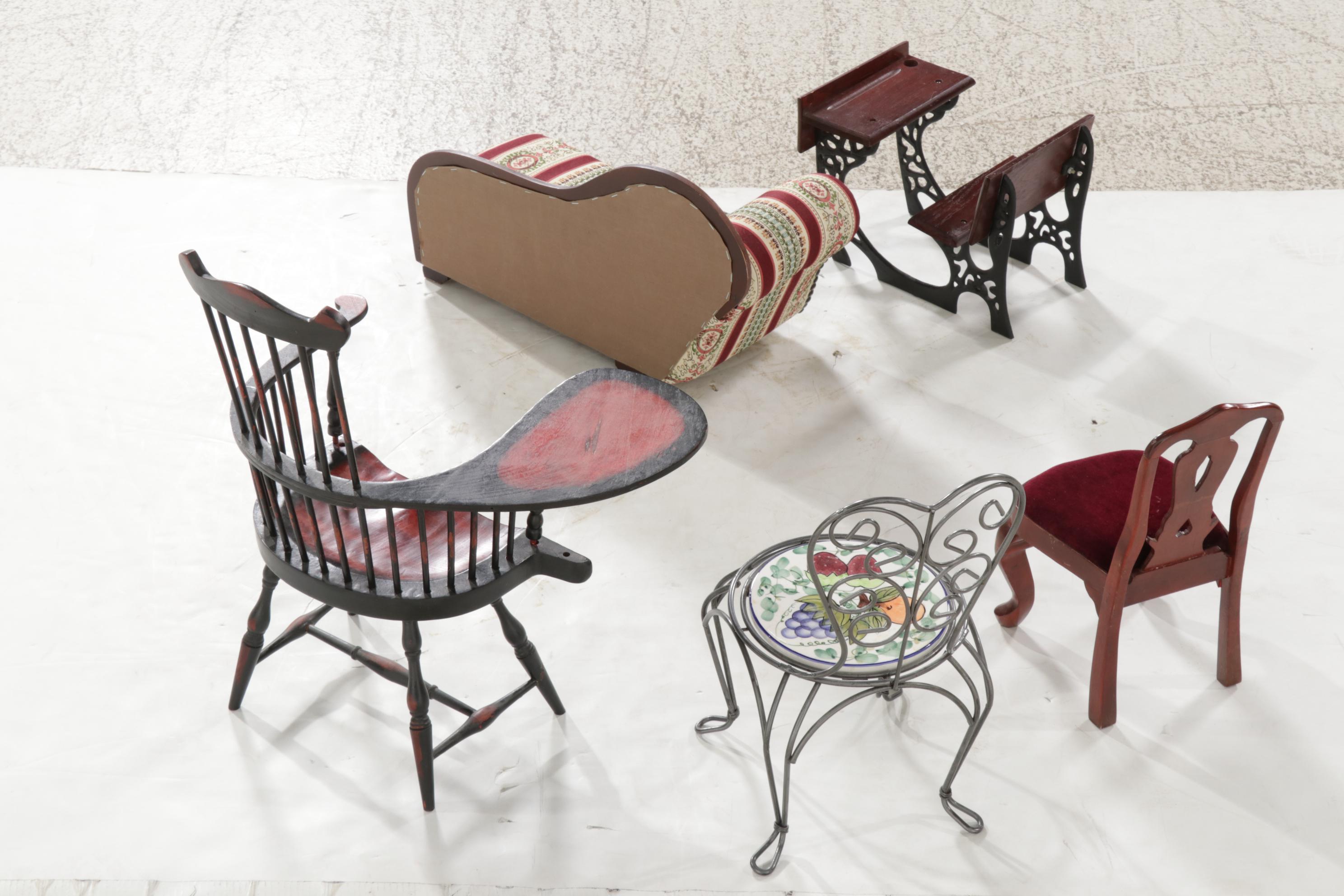 Small Scale Furniture Featuring Chaise Lounge Chair, Desk, and More