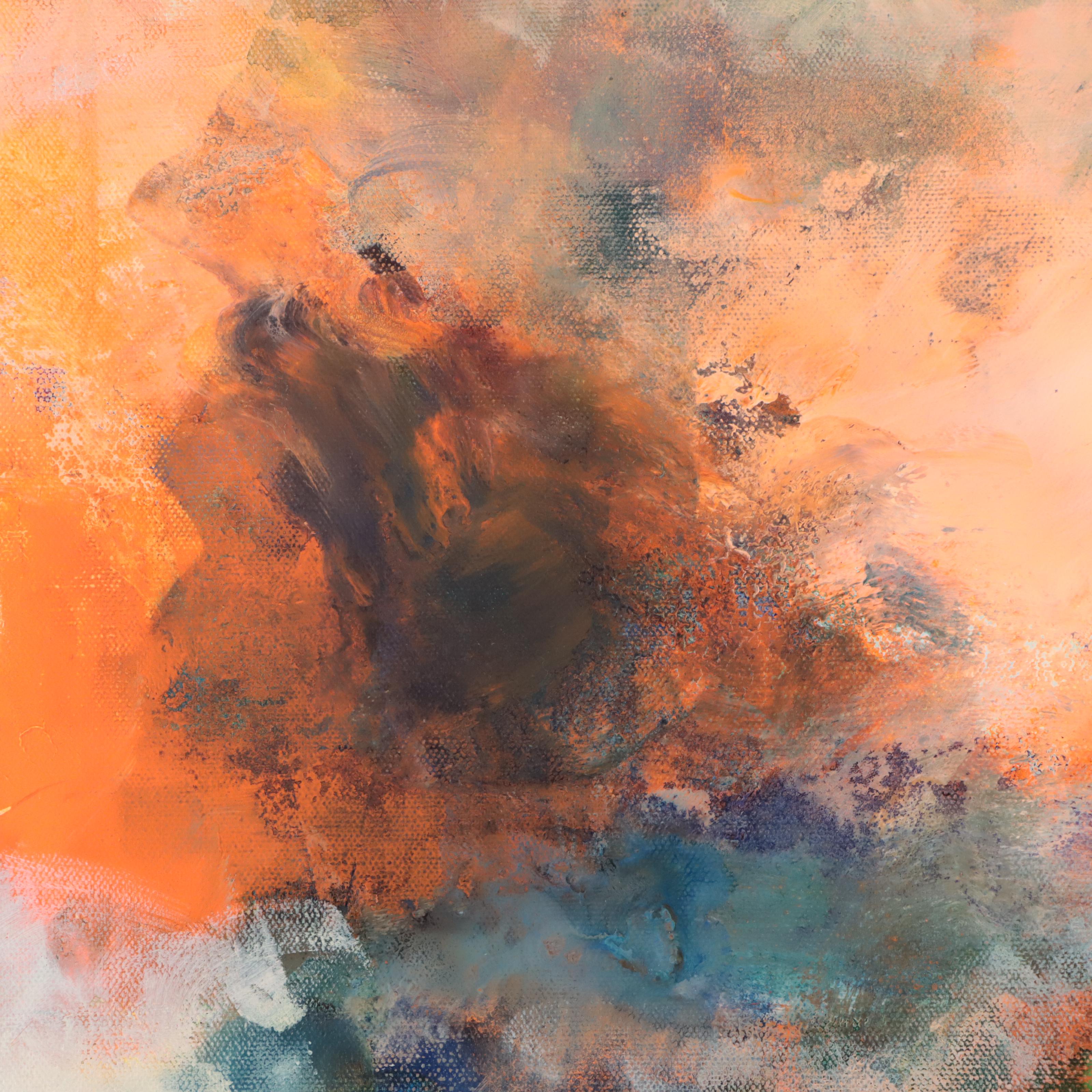 Milagros Pongo Abstract Mixed Media Painting "Atardecer," 21st Century