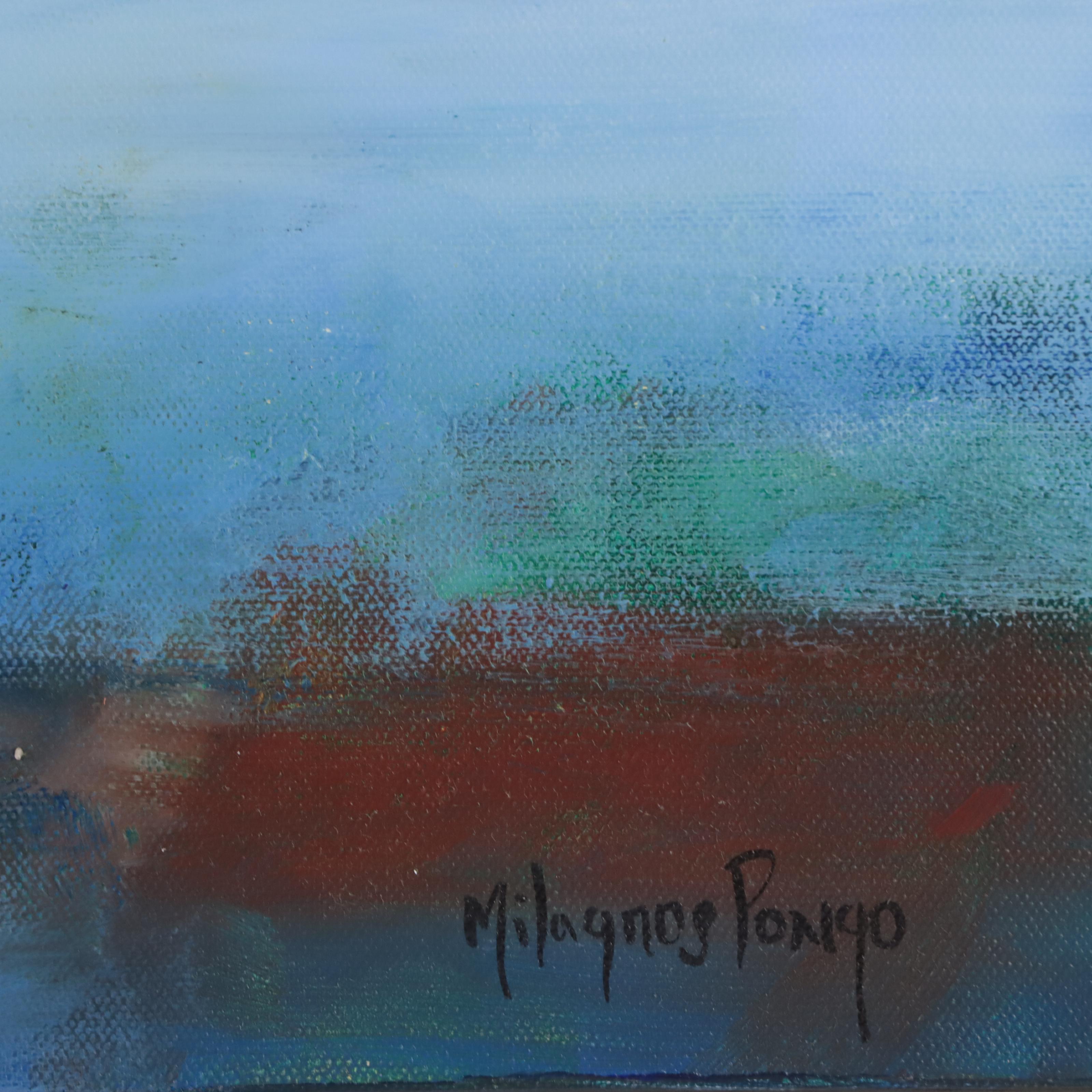 Milagros Pongo Abstract Mixed Media Painting "Atardecer," 21st Century
