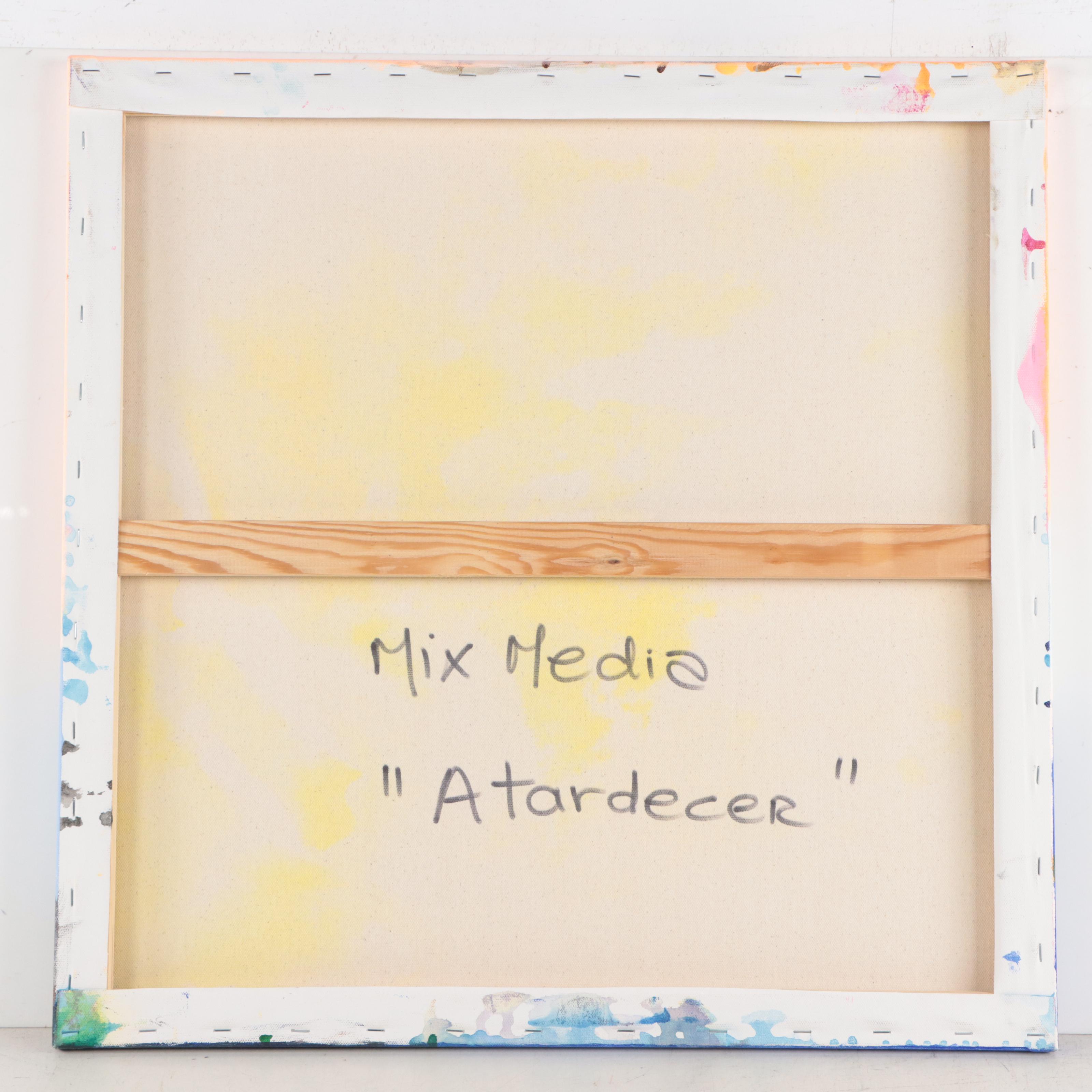 Milagros Pongo Abstract Mixed Media Painting "Atardecer," 21st Century