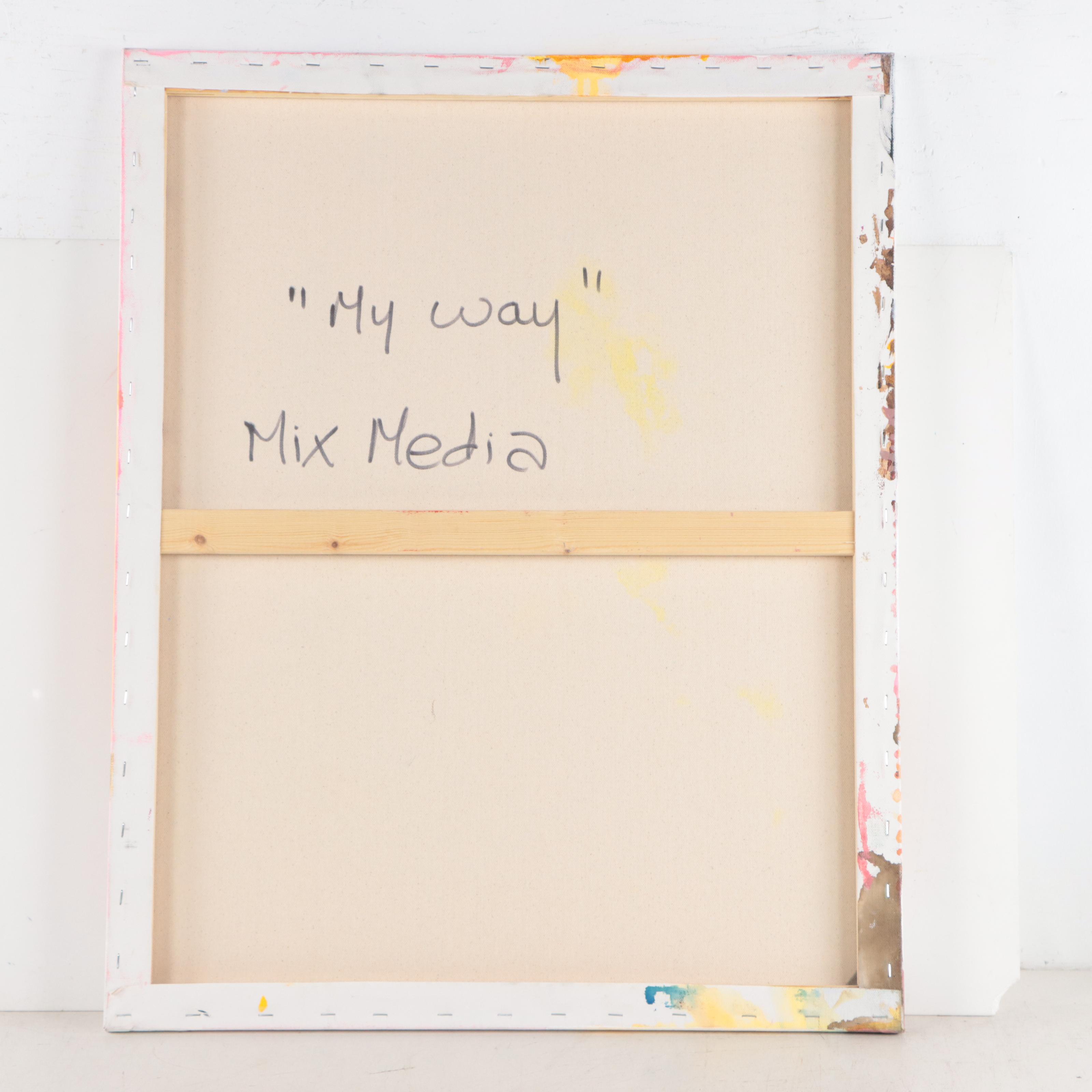 Milagros Pongo Abstract Mixed Media Painting "My Way," 21st Century