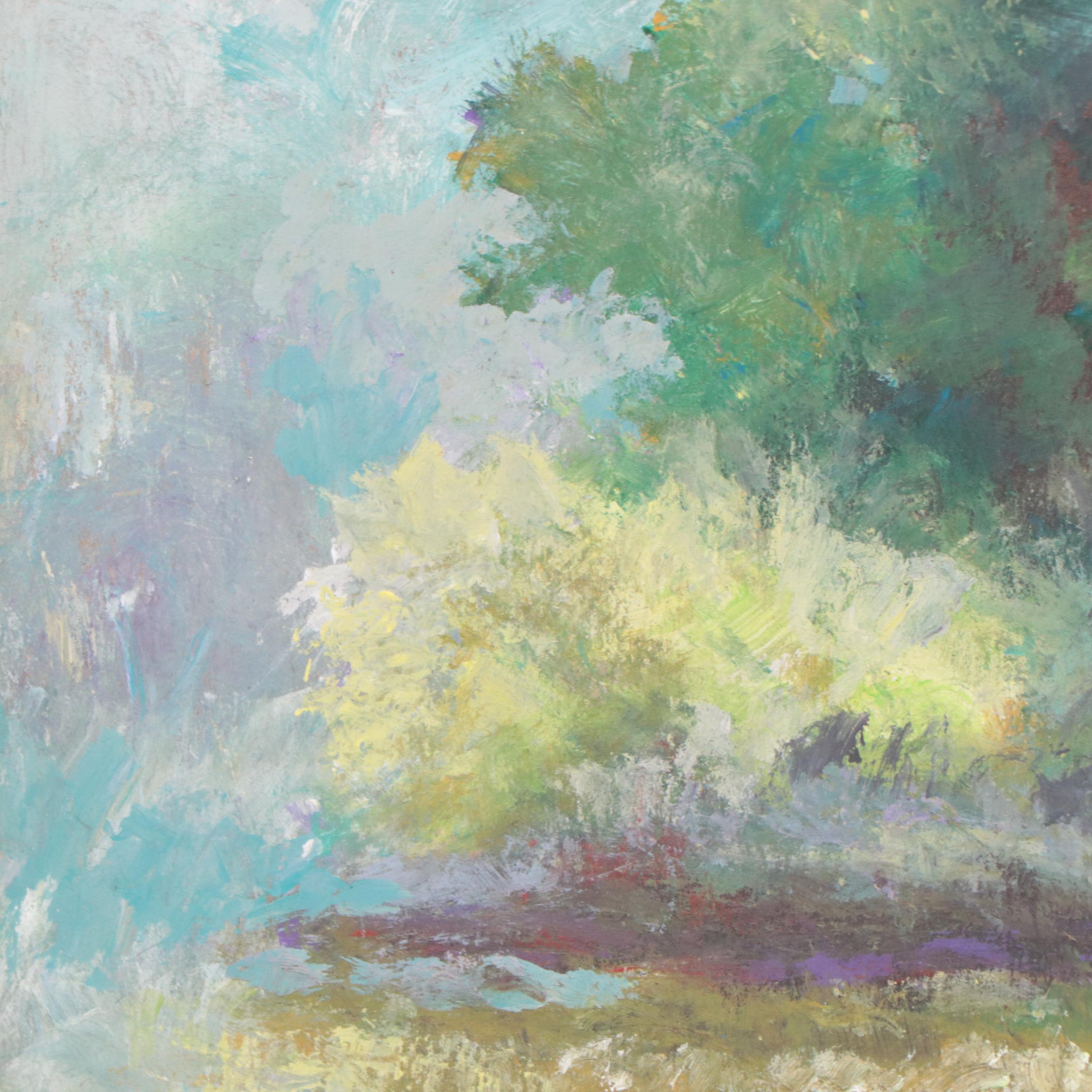 Robert Riddle-Baker Acrylic Painting of Landscape "Edge of the Backwater," 2023