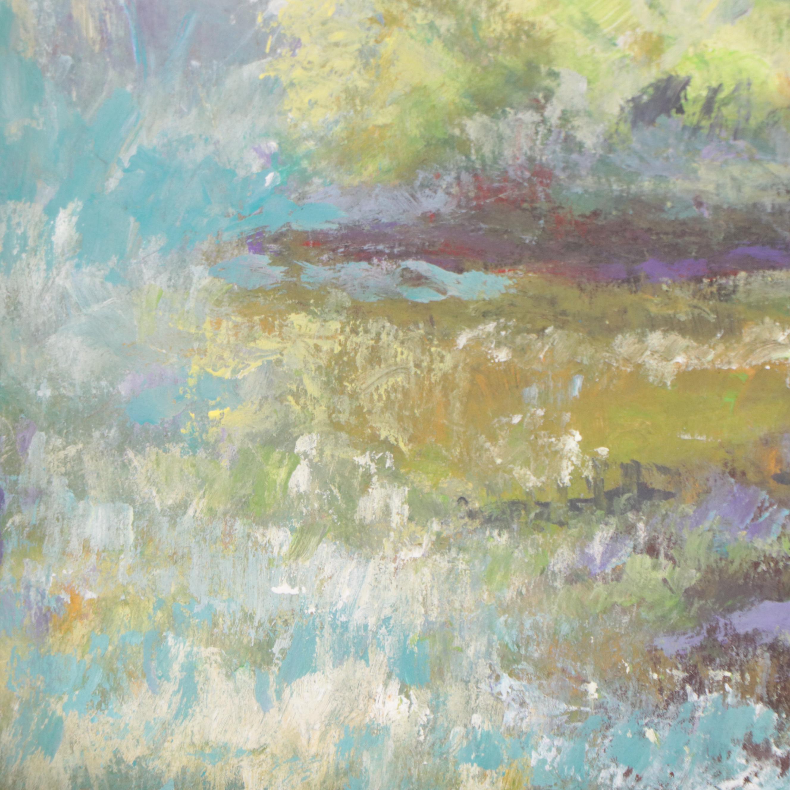 Robert Riddle-Baker Acrylic Painting of Landscape "Edge of the Backwater," 2023