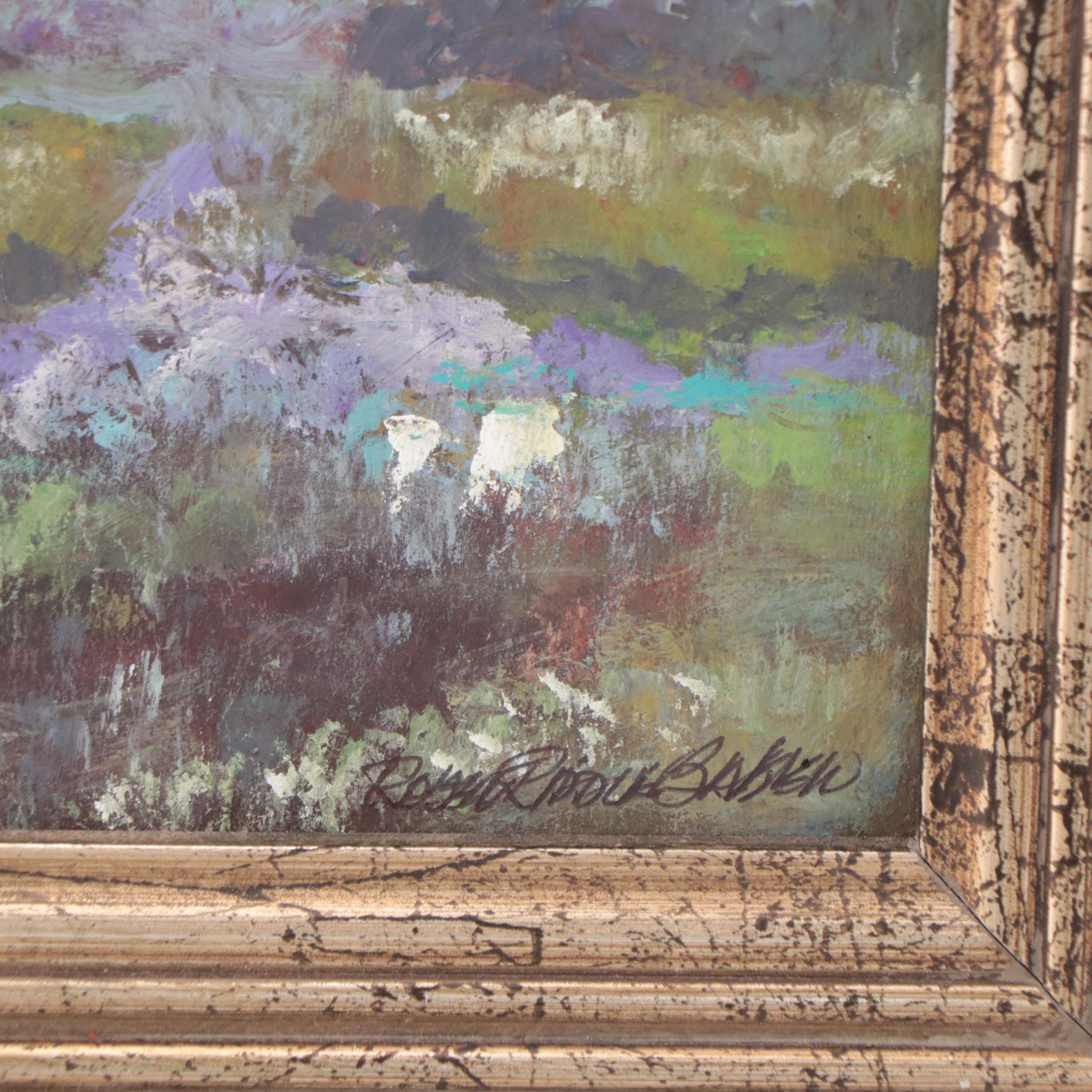 Robert Riddle-Baker Acrylic Painting of Landscape "Edge of the Backwater," 2023