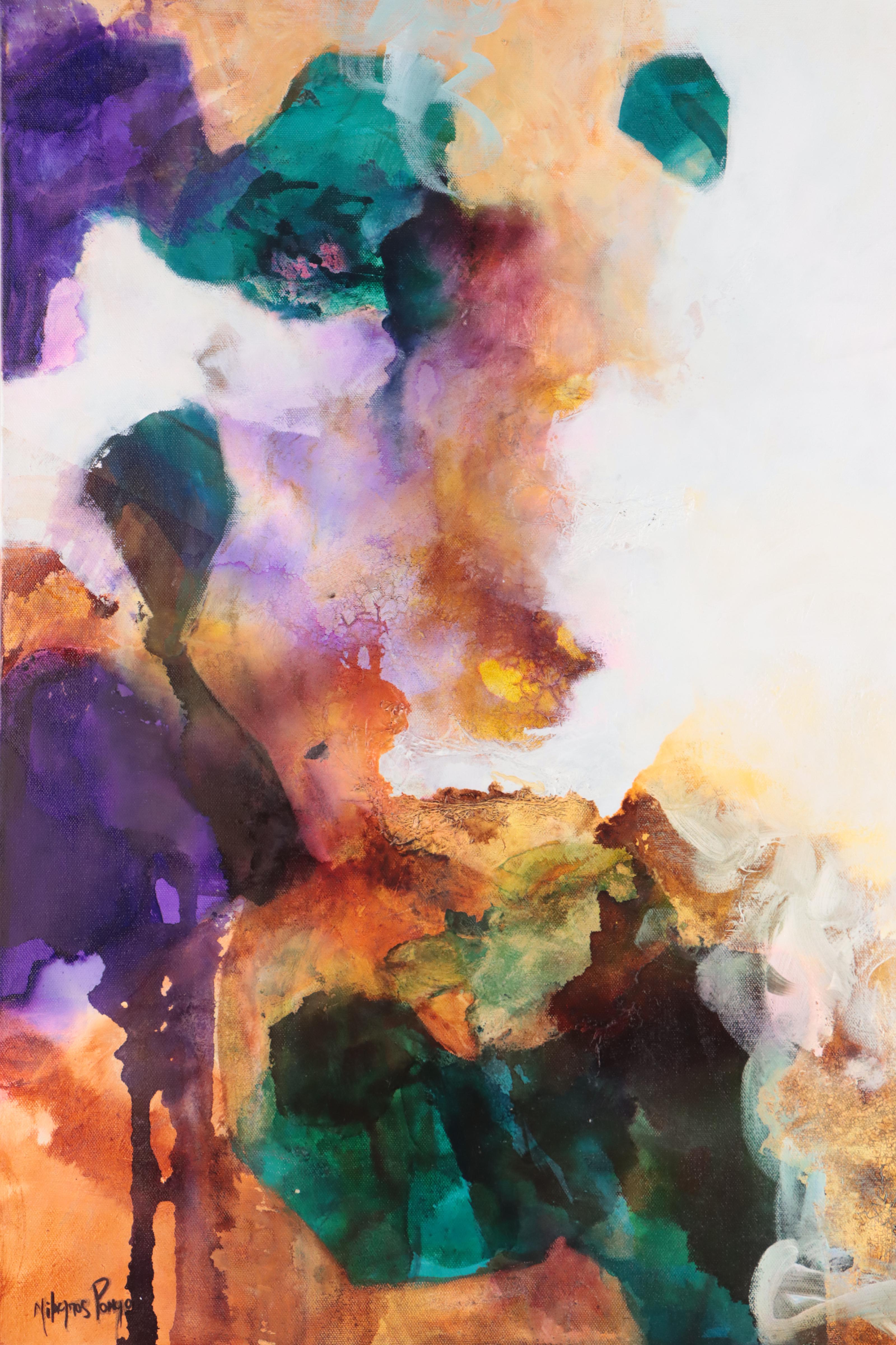 Milagros Pongo Abstract Mixed Media Painting "Infinity," 21st Century