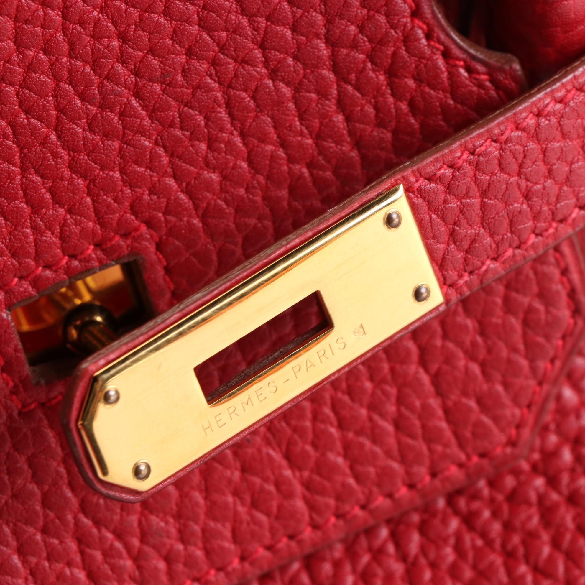 Hermès Birkin 40 Satchel in Red Fjord Leather with Gold Plated Hardware
