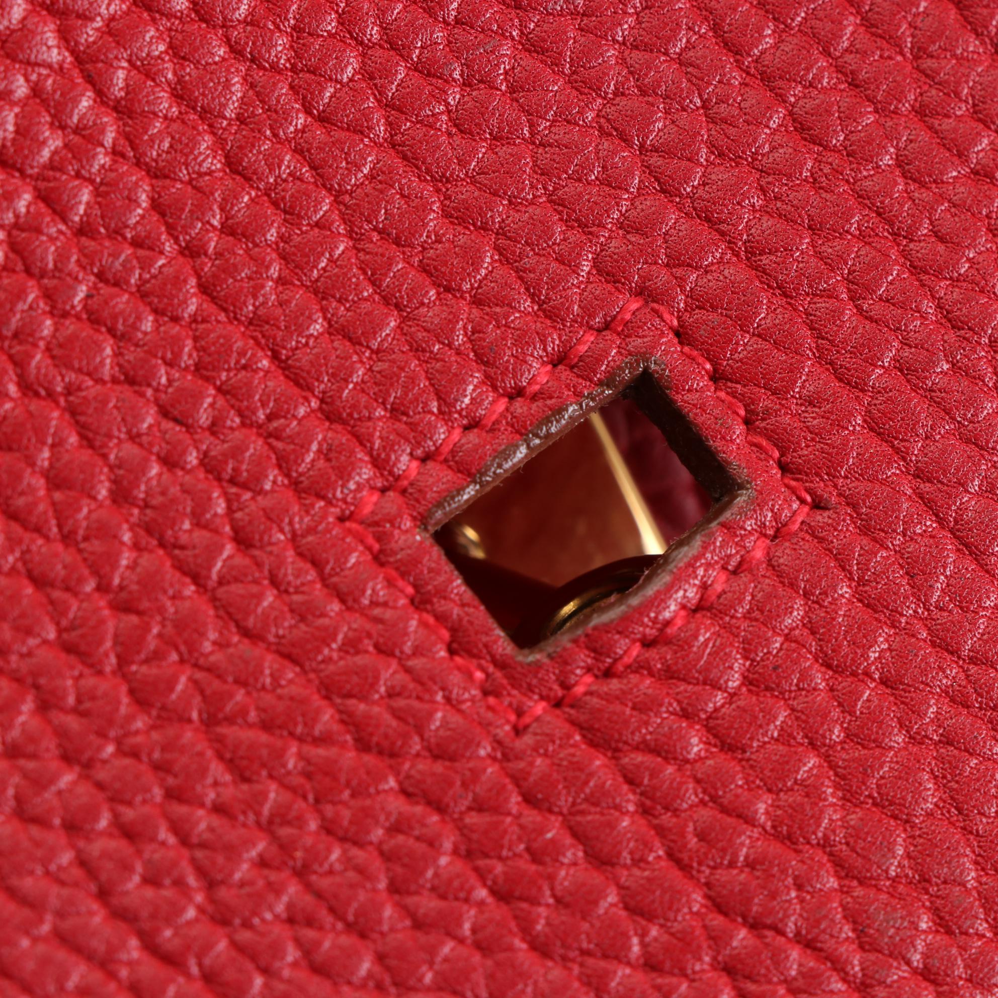 Hermès Birkin 40 Satchel in Red Fjord Leather with Gold Plated Hardware