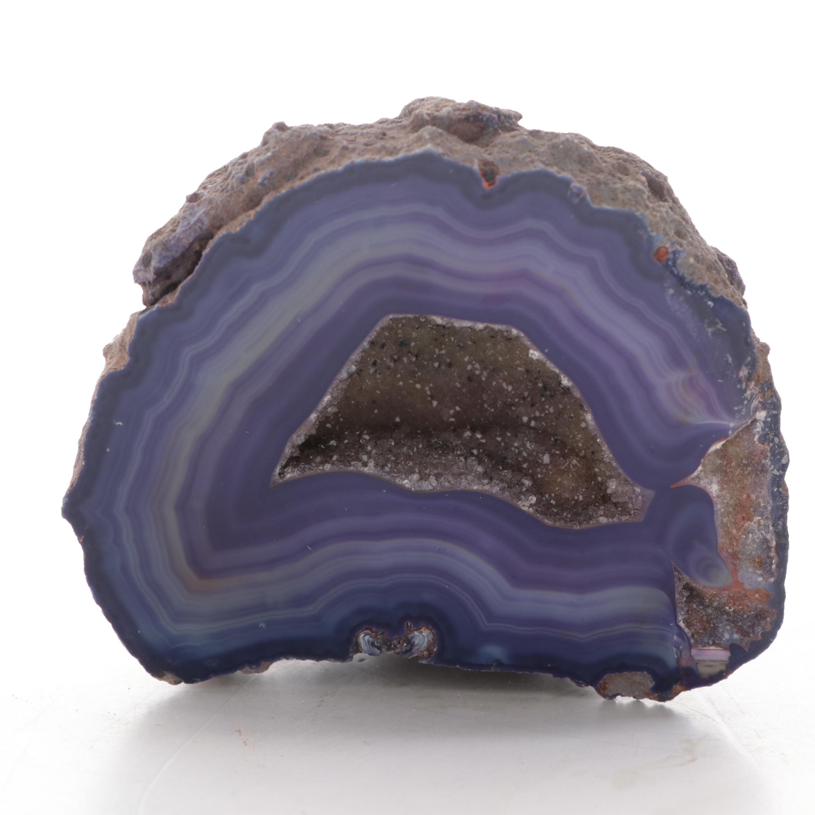 Pair of Blue Dyed Agate Geode Half Specimens