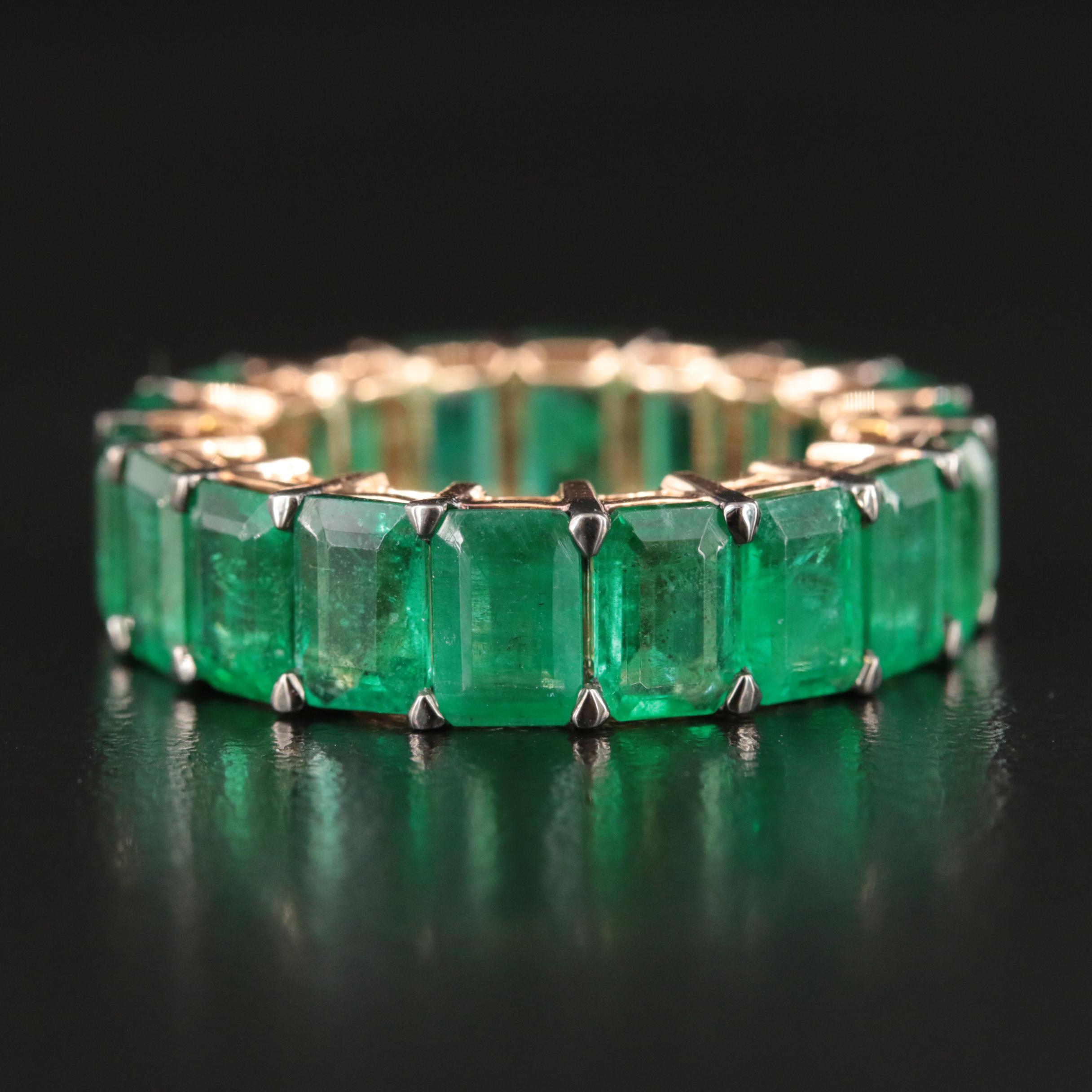 18K Rose Gold 11.08 CTW Emerald Eternity Band
