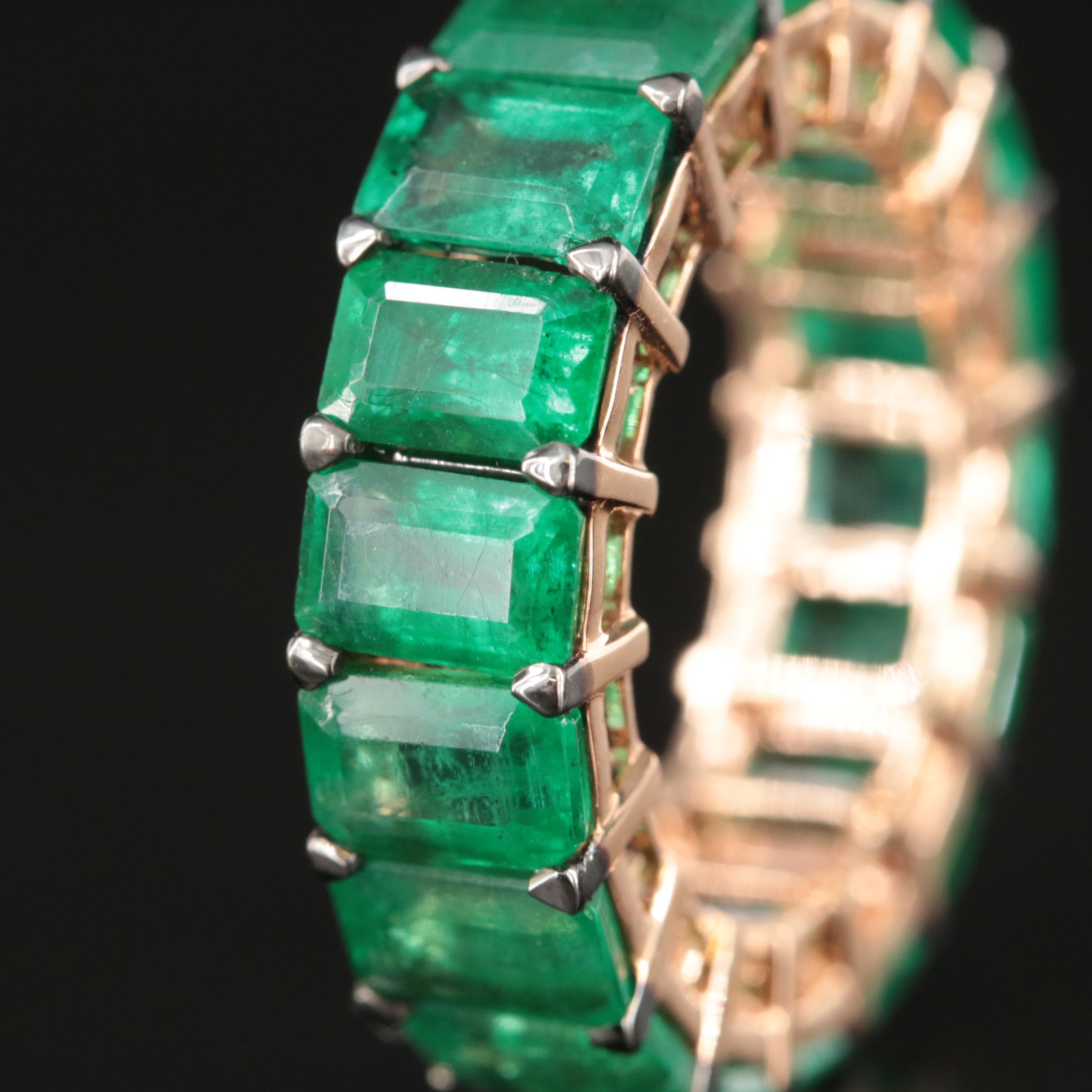 18K Rose Gold 11.08 CTW Emerald Eternity Band