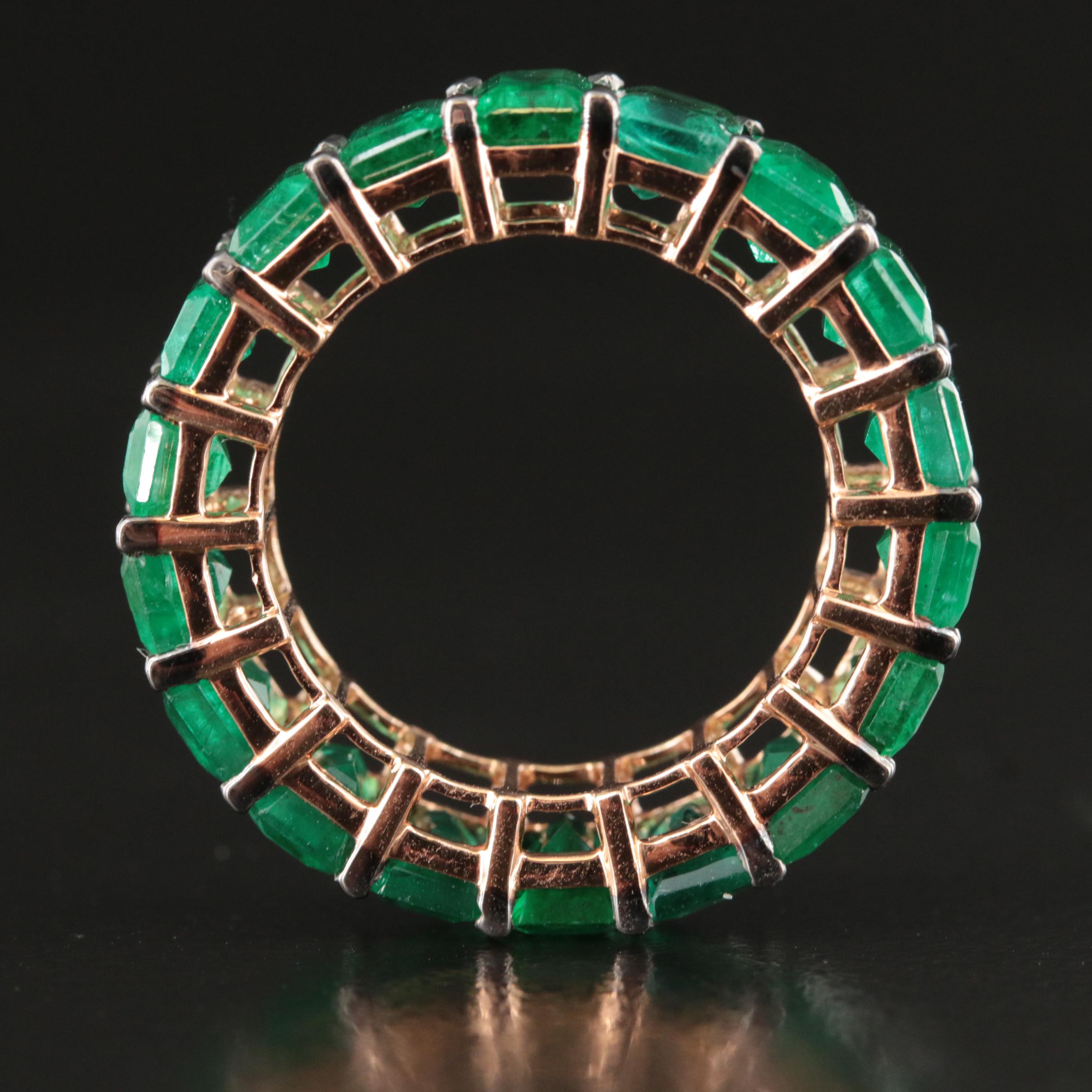 18K Rose Gold 11.08 CTW Emerald Eternity Band