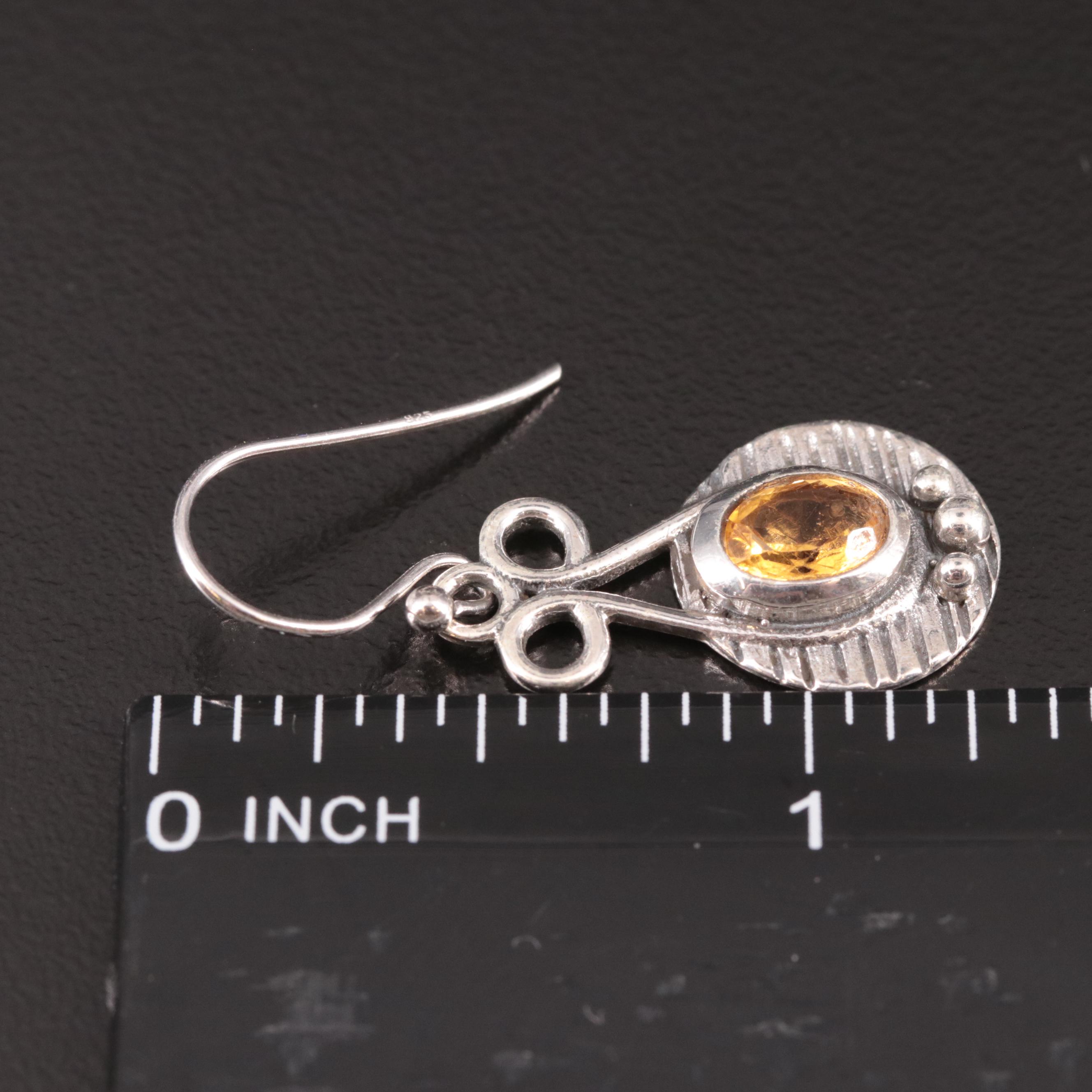 Sterling Citrine Drop Earrings