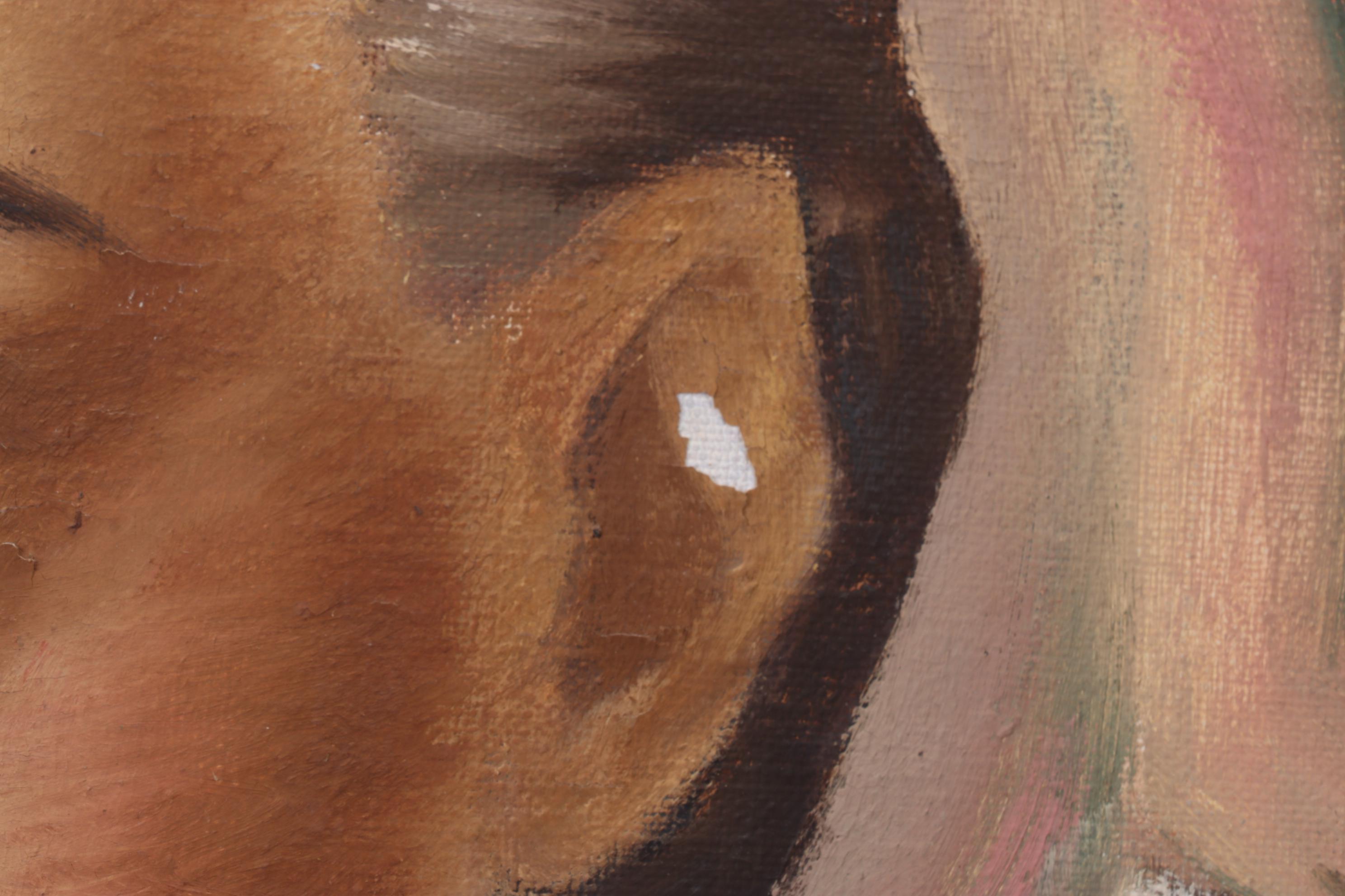 Adelaide Briggs Portrait Oil Painting of Woman in Green, Mid-20th Century