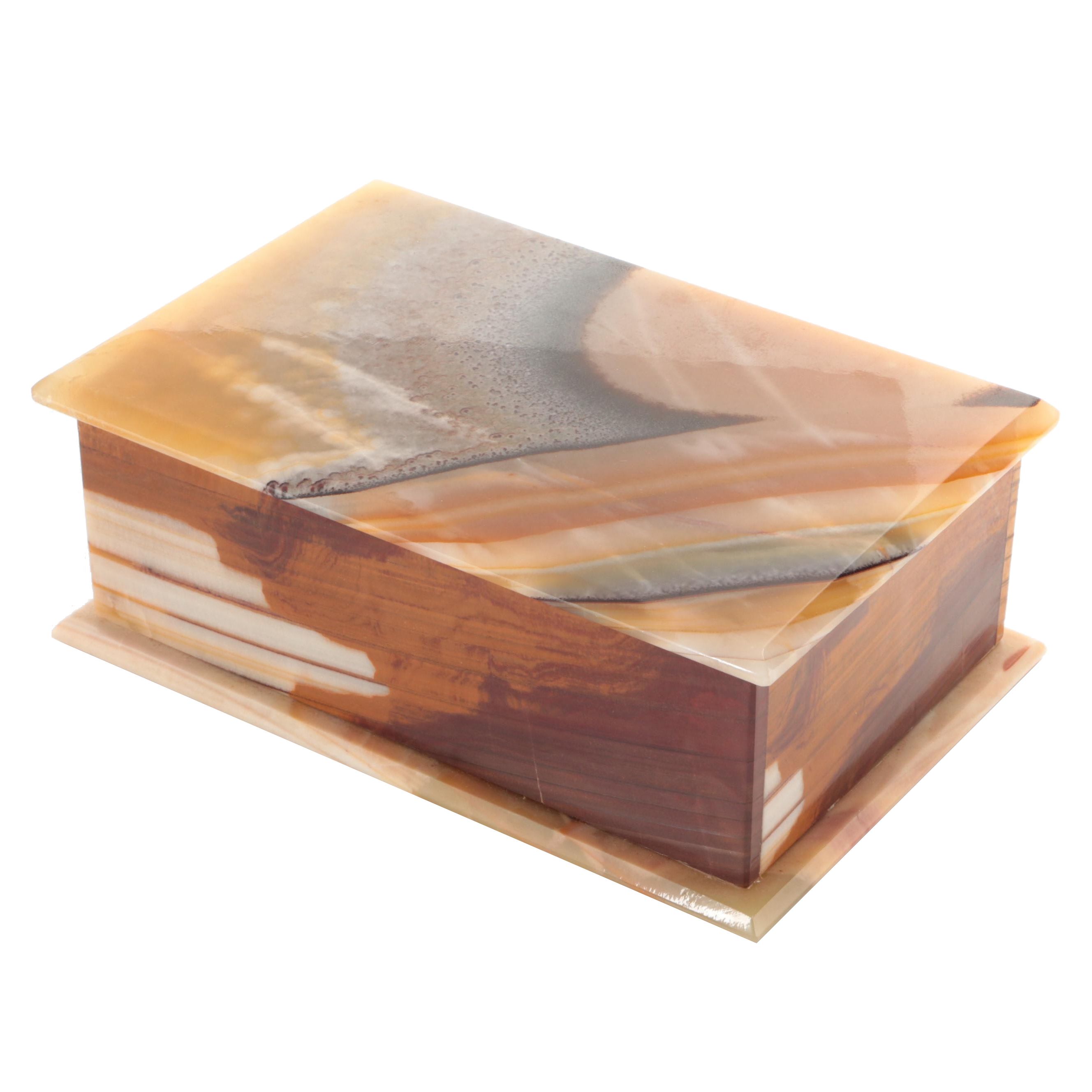Sardonyx and Banded Agate Slab Trinket Box