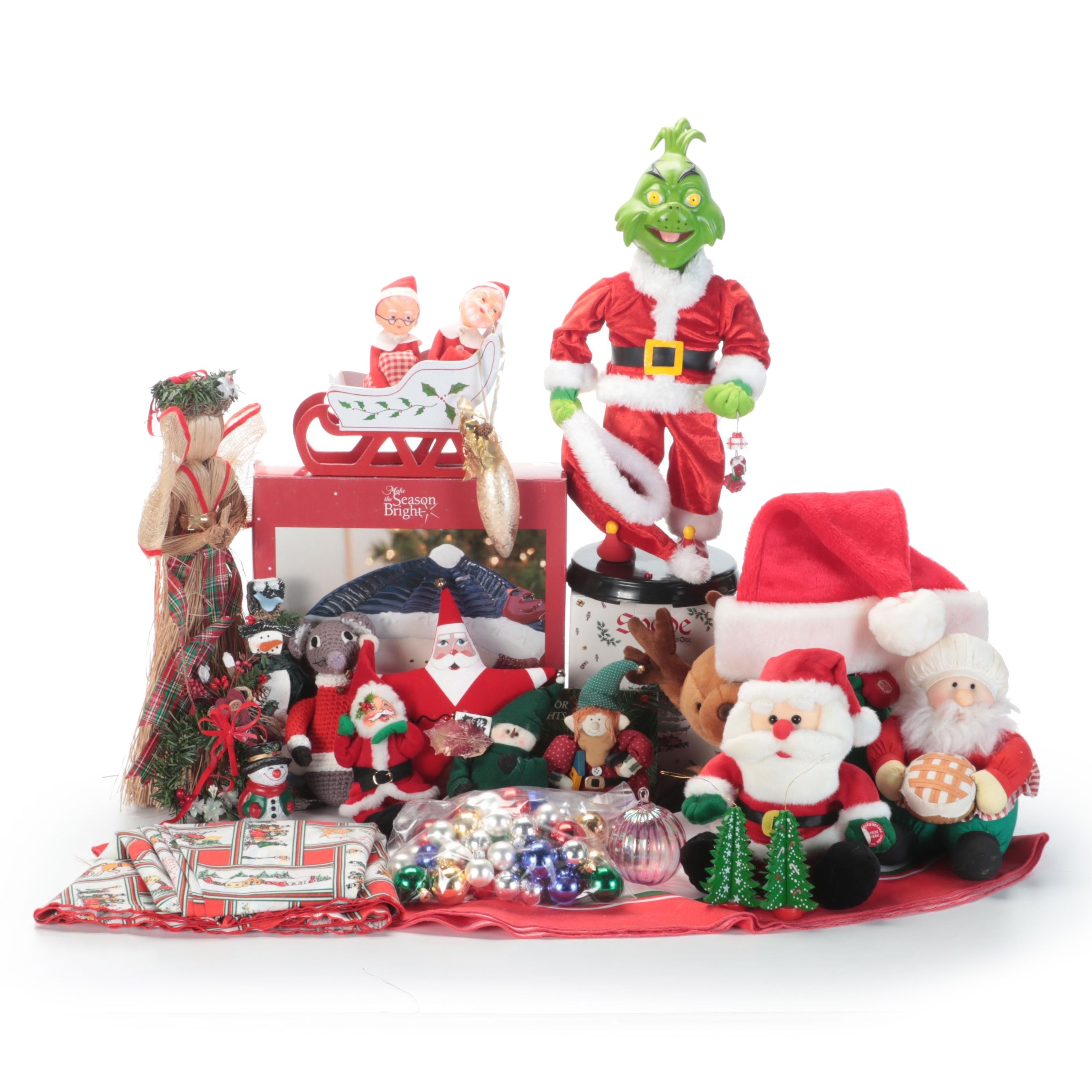 Glass Eye Studio Art Glass Ornament with Grinch and Other Christmas Decor