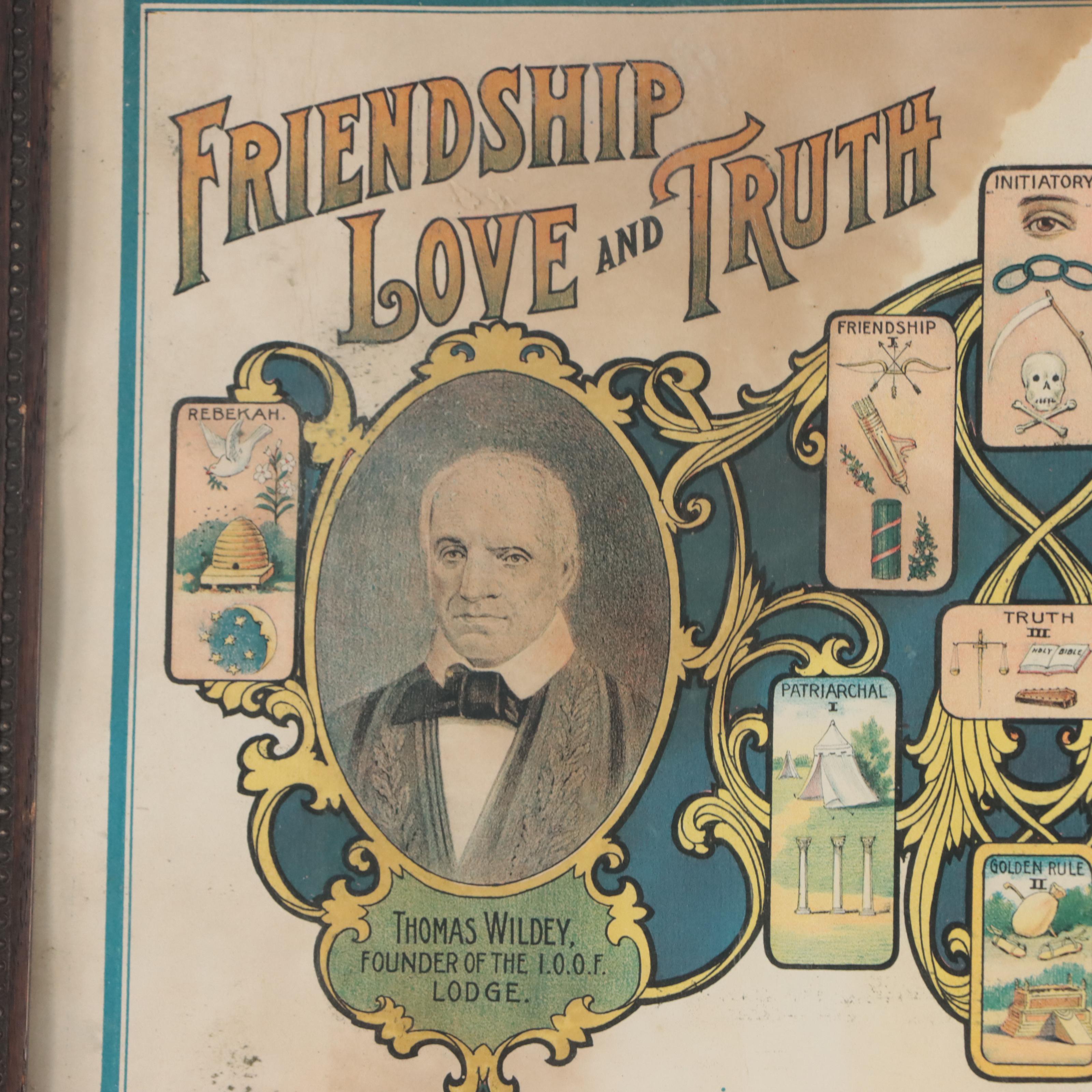 Independent Order of Odd Fellows Chromolithograph, Late 19th Century