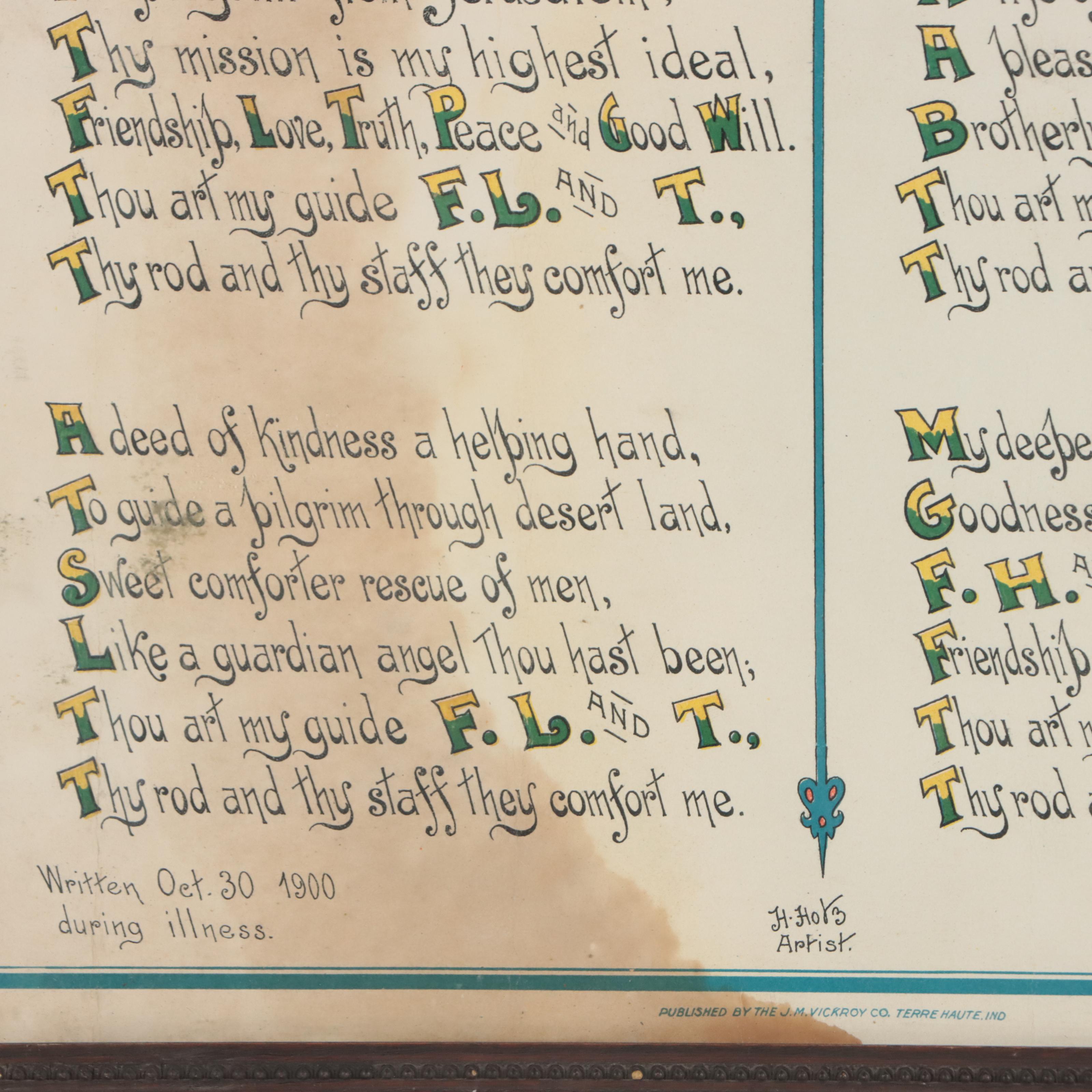 Independent Order of Odd Fellows Chromolithograph, Late 19th Century