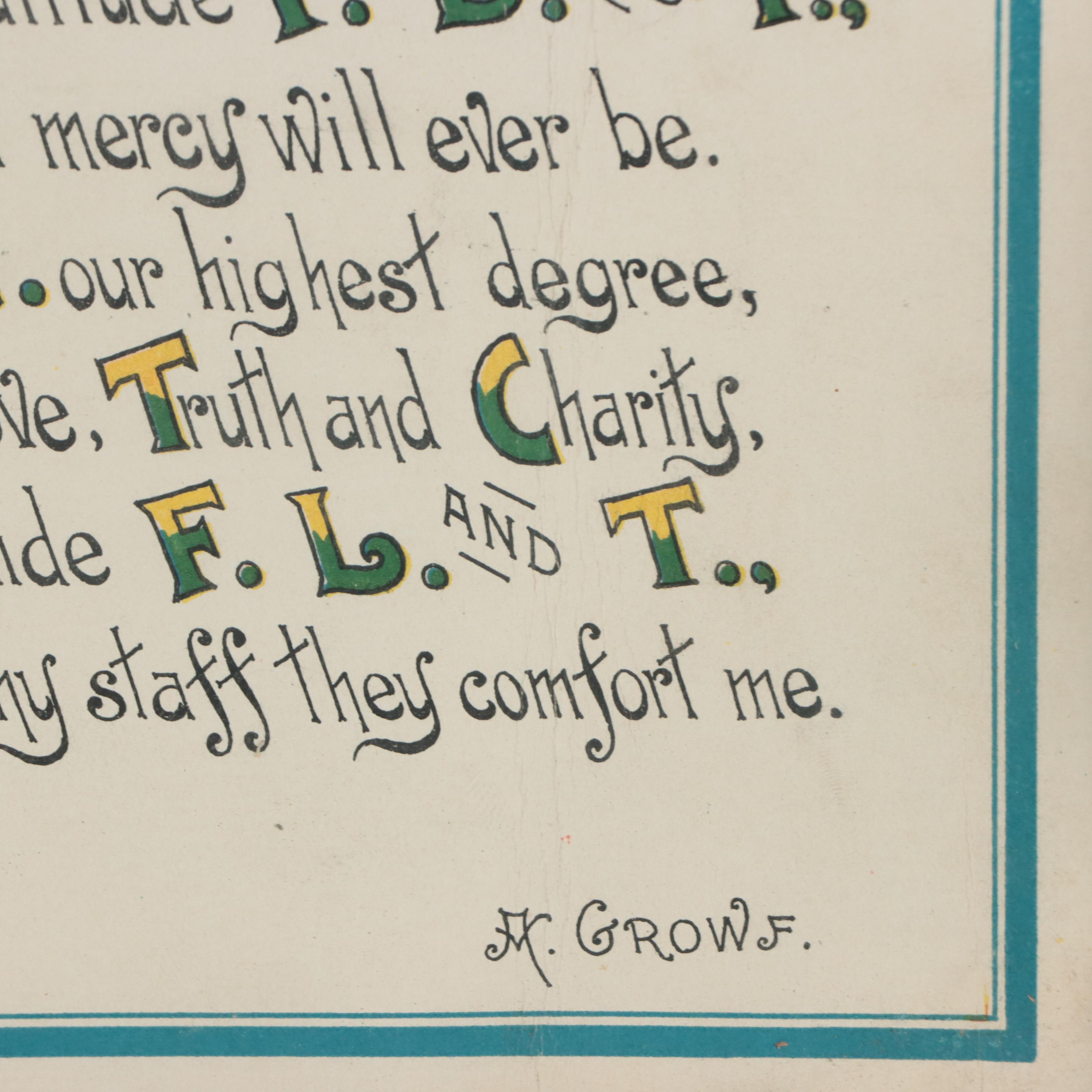 Independent Order of Odd Fellows Chromolithograph, Late 19th Century