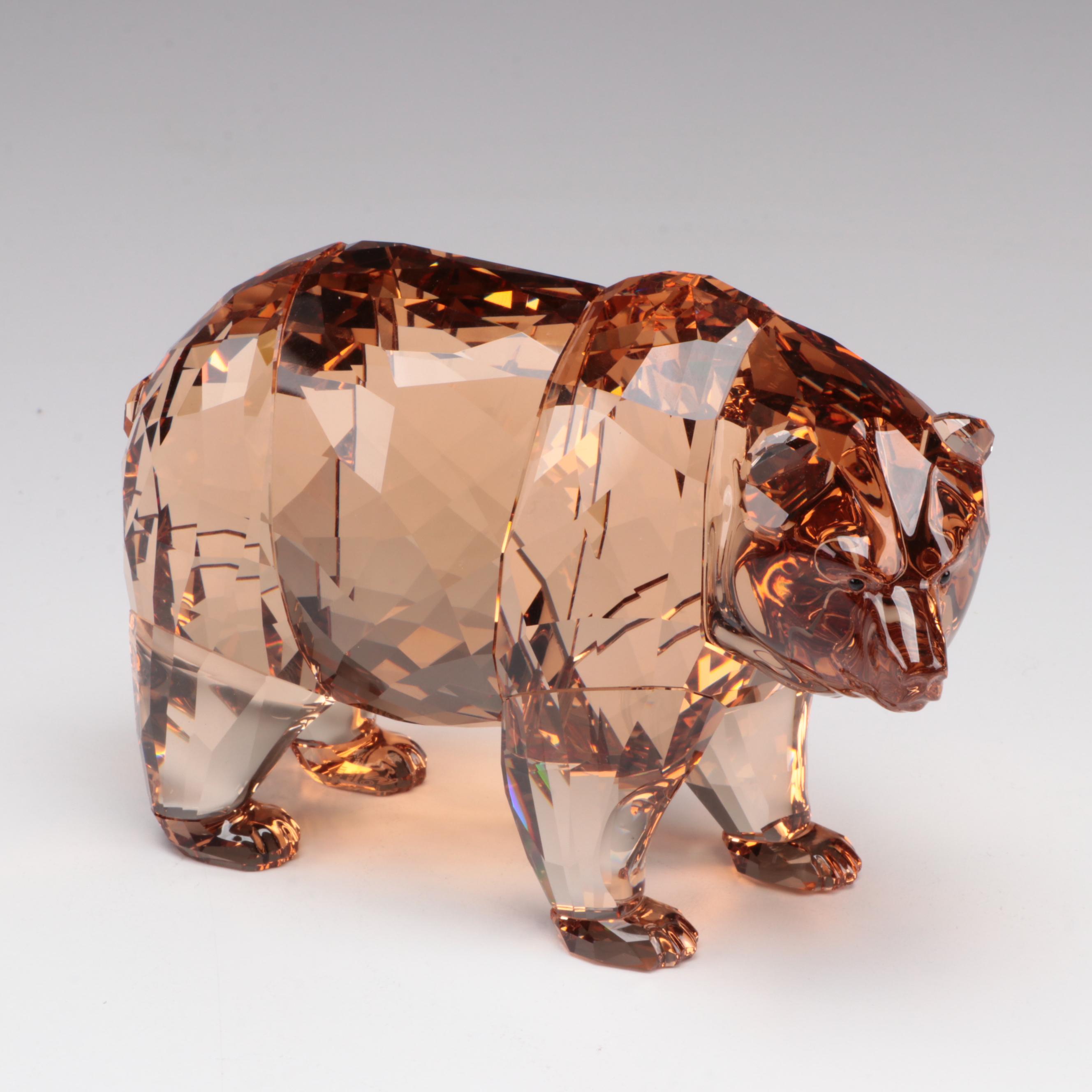 Swarovski "Bear Arcadia" and "Bear Cubs" Amber Crystal Figurines, 2017