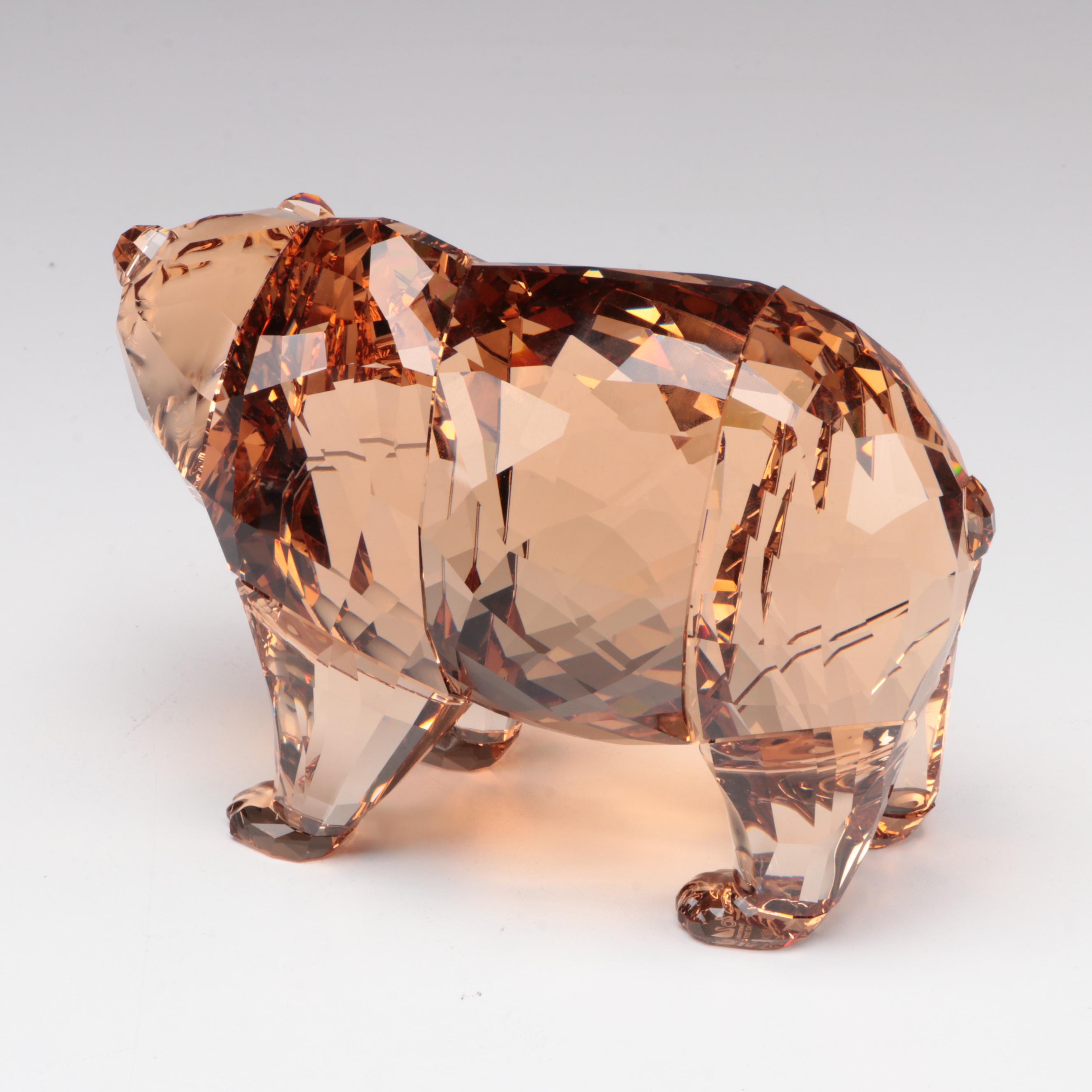 Swarovski "Bear Arcadia" and "Bear Cubs" Amber Crystal Figurines, 2017