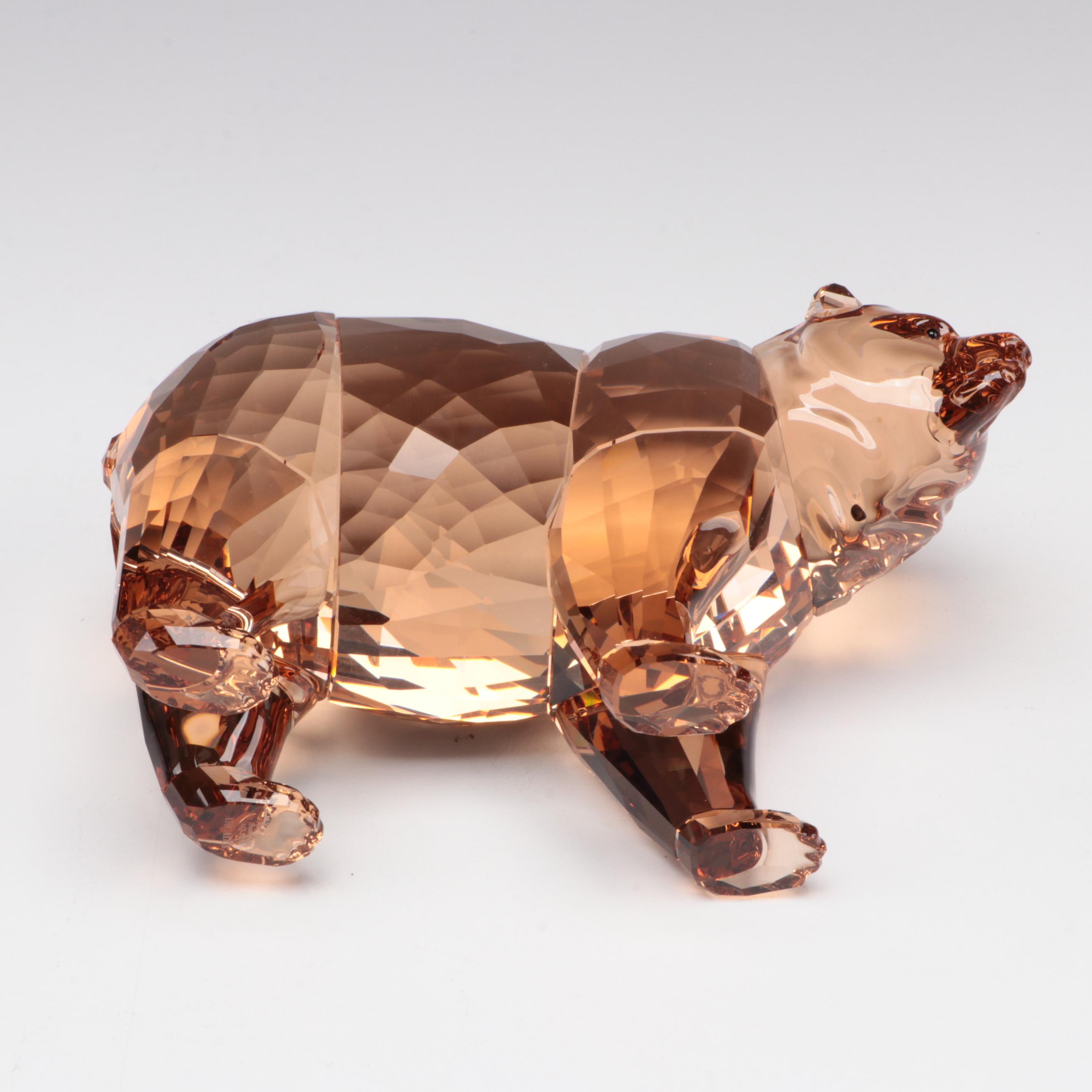 Swarovski "Bear Arcadia" and "Bear Cubs" Amber Crystal Figurines, 2017
