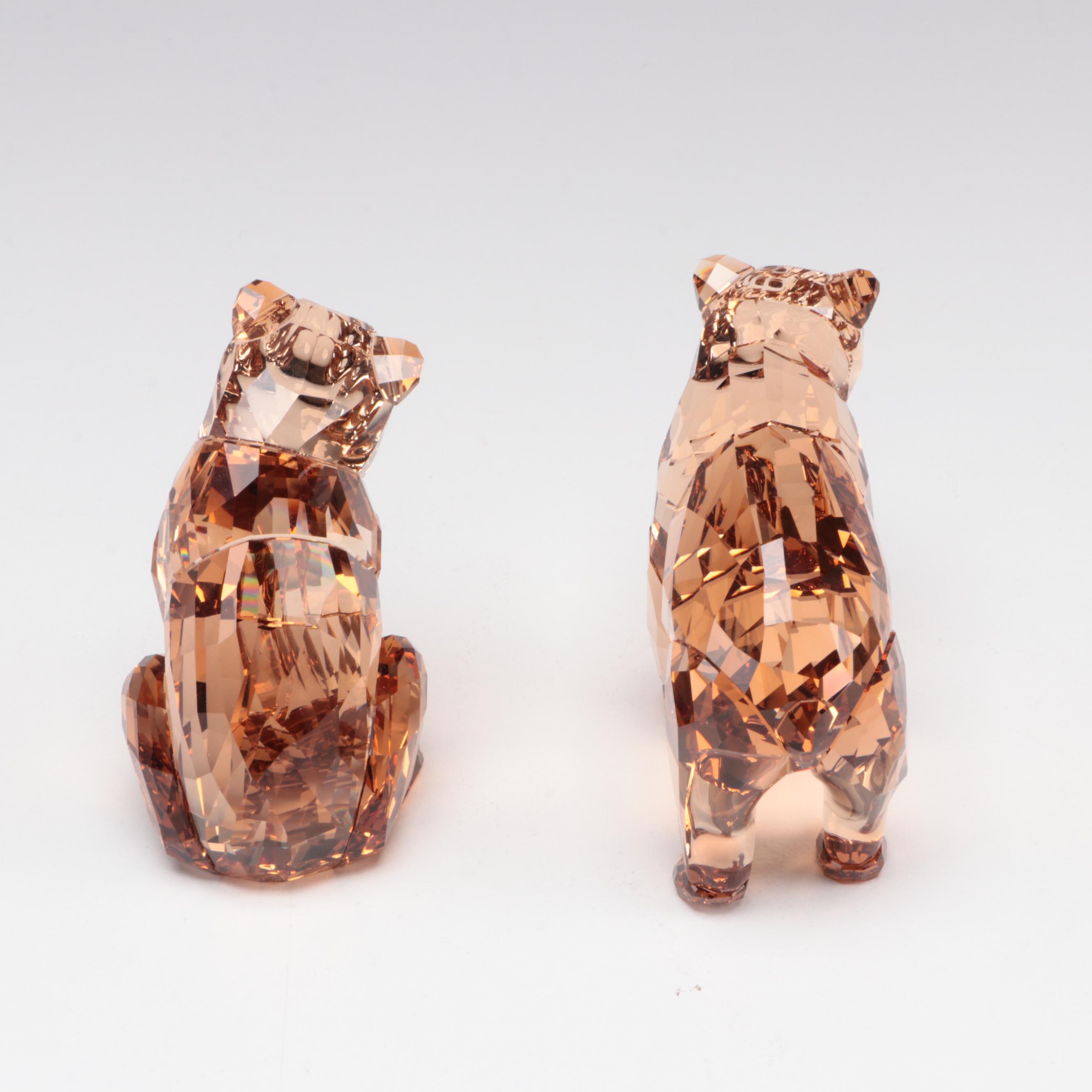Swarovski "Bear Arcadia" and "Bear Cubs" Amber Crystal Figurines, 2017