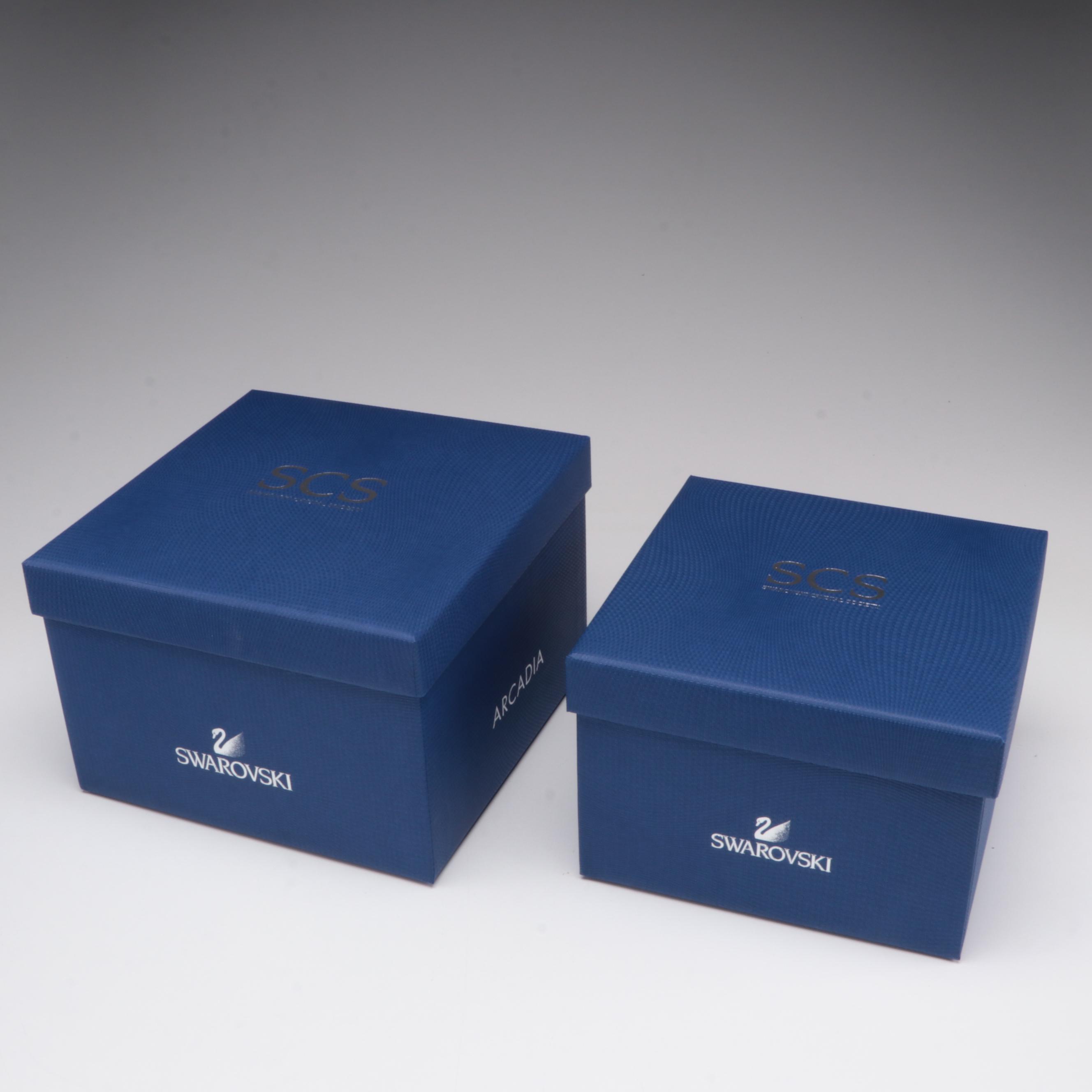 Swarovski "Bear Arcadia" and "Bear Cubs" Amber Crystal Figurines, 2017