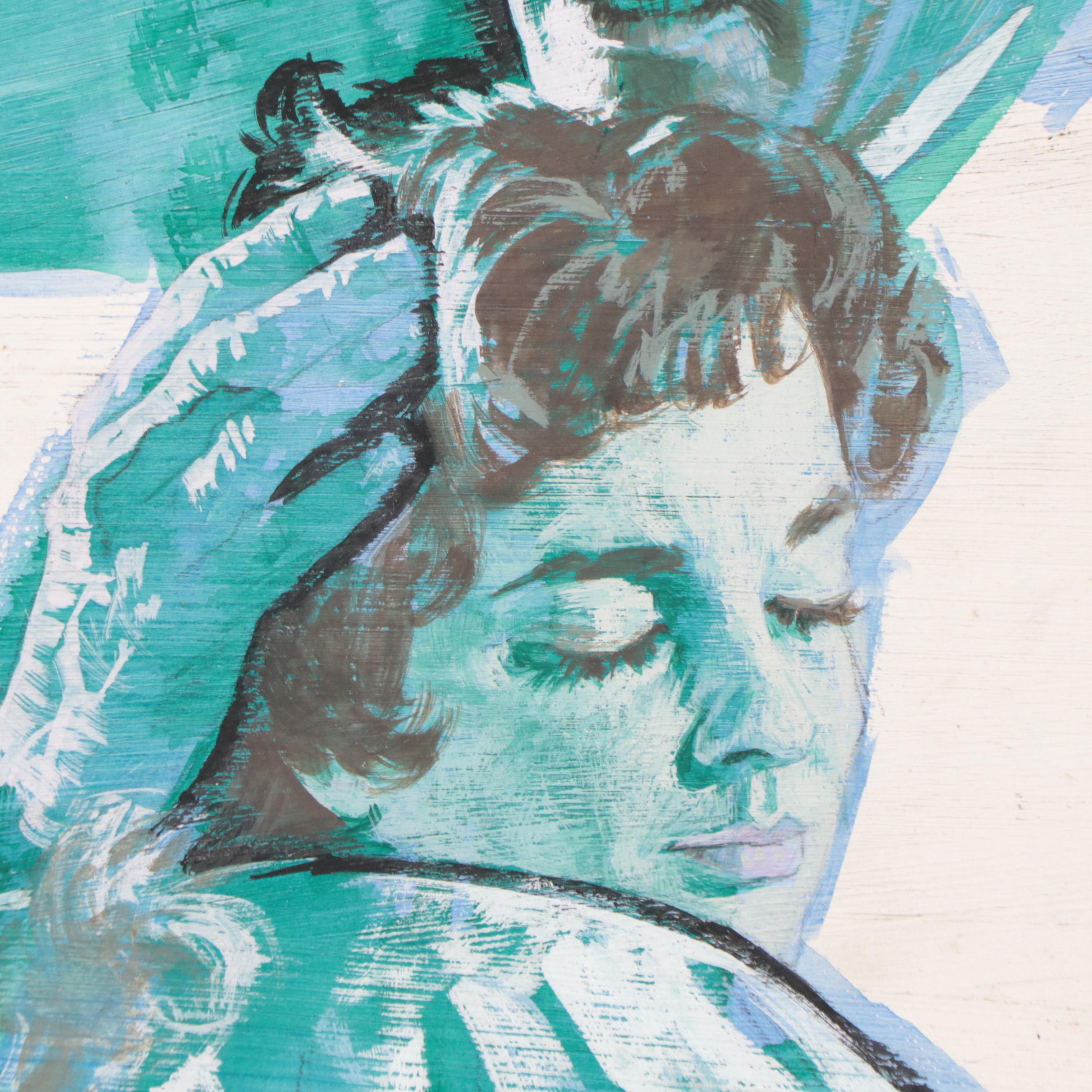 Darrell Greene Oil Painting Illustration Portraits, Mid to Late 20th Century