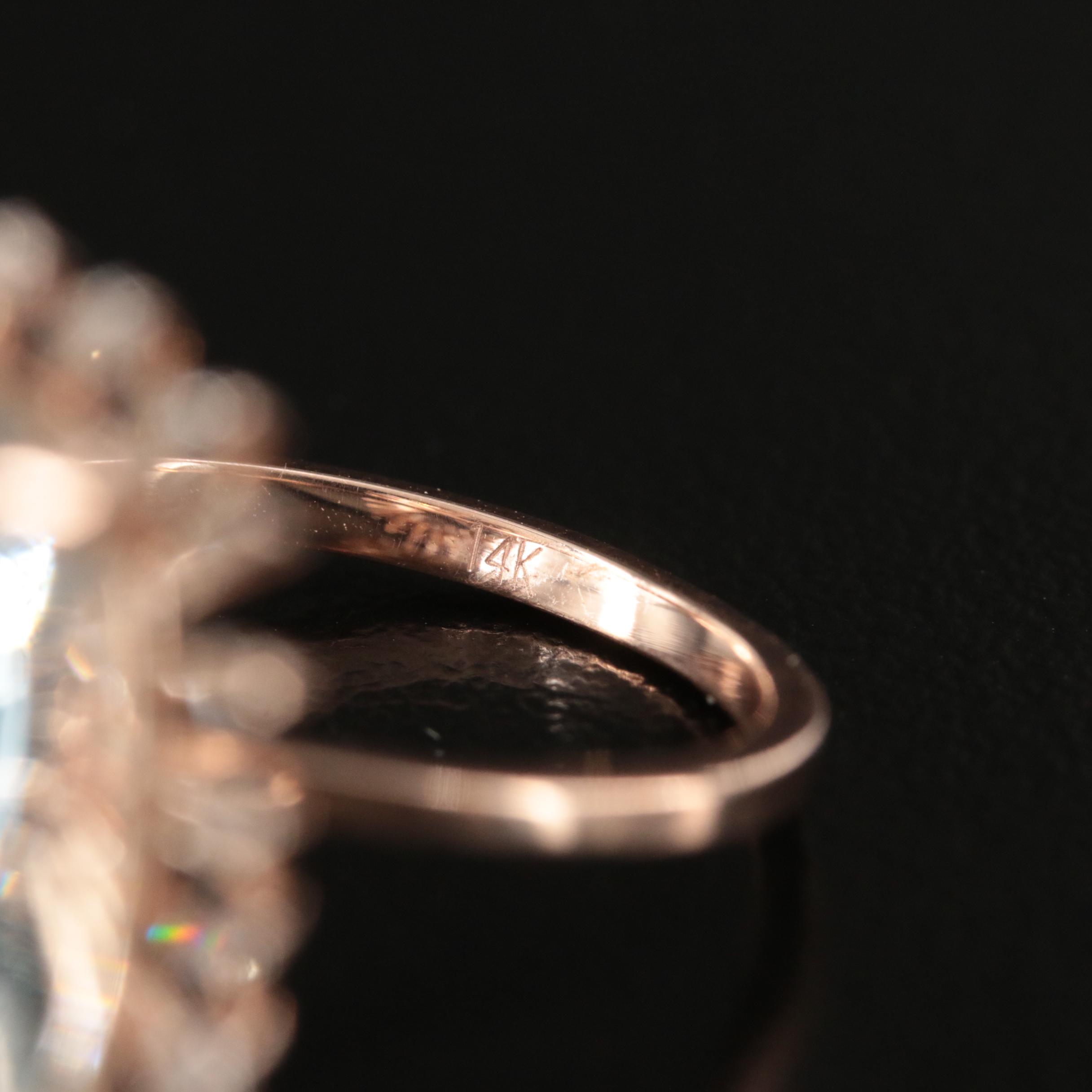 14K Rose Gold 20.26 CT Aquamarine and Diamond Ring